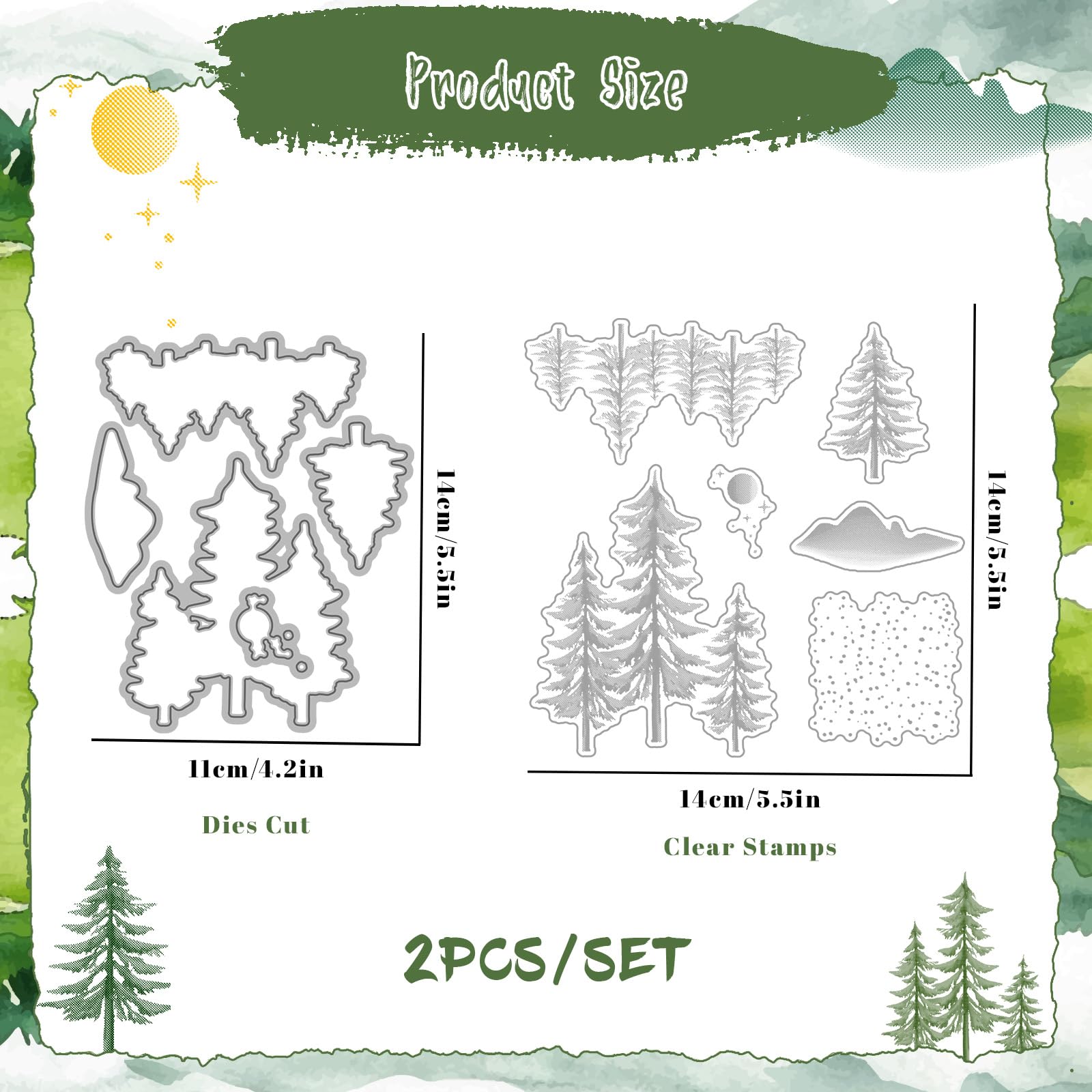 2024-2025 New Tree Clear Silicone Stamps & Metal Cutting Dies Set - DIY Scrapbooking, Card Making, Holiday Decorations, Birthday Cards, Paper Albums - Perfect for Christmas, Thanksgiving, Wedding Invitations & Home Crafting Projects
