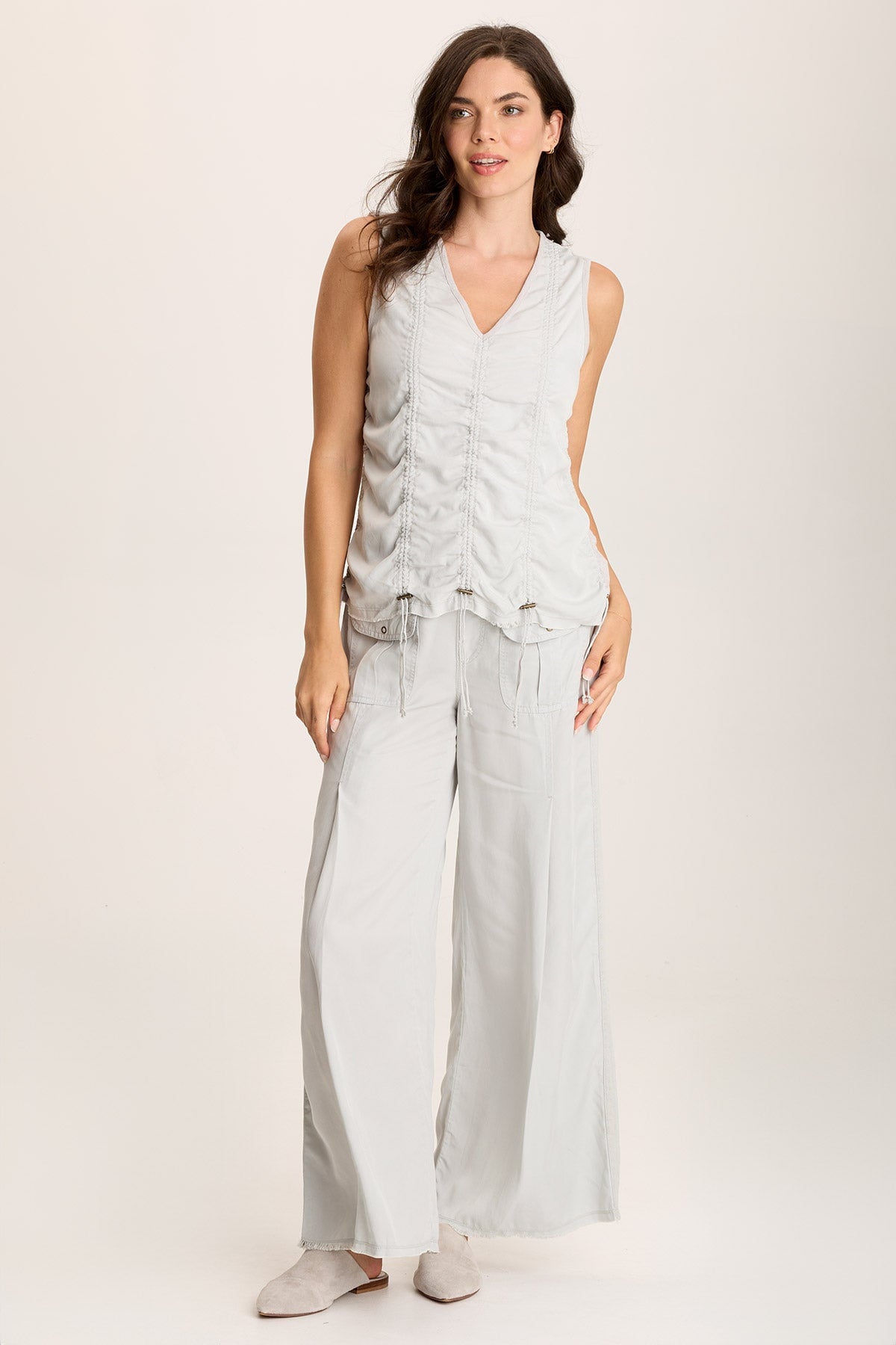 Mitzi Twill Cinched Cord Tank Top for Women - Stylish Summer Casual Wear - Perfect for Beach, Travel & Everyday Outfits