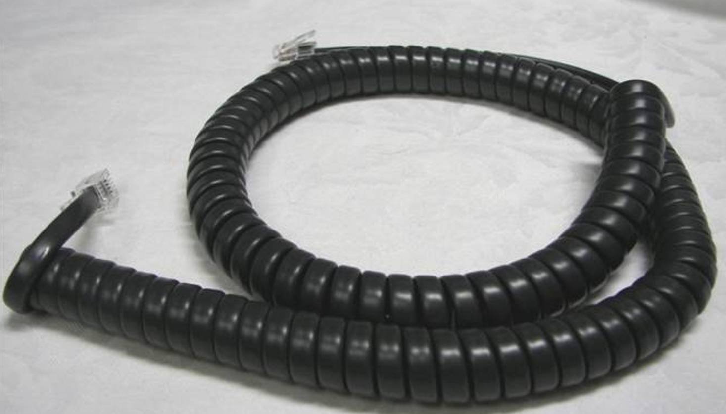 5-Pack Dark Gray 12 Ft Handset Cord - Compatible with Mitel Superset Phone 401/410/420/4015/4025/5010/5020 & IP Receiver - Charcoal Black Curly Coil Telephone Replacement - Perfect for Office, Home, or Business Use