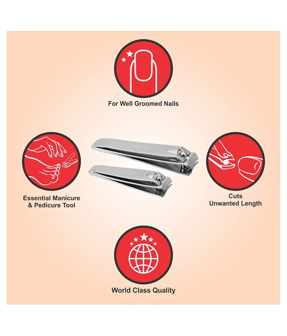 Premium Nail Clipper Set with Nail File & Buffer - 2 Pcs Stainless Steel Nail Cutters & 3 Pcs Nail Buffers for Professional Manicure & Pedicure at Home or Salon