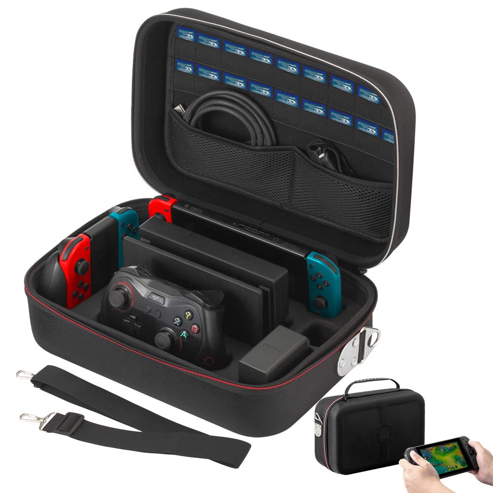Vikena Deluxe Travel & Storage Case for Nintendo Switch - Compatible with Switch Pro Controller, Poke Ball, Console & Accessories - Durable Protective Game Carrying Case (Black) - Perfect for Travel, Gaming Parties & On-the-Go Protection