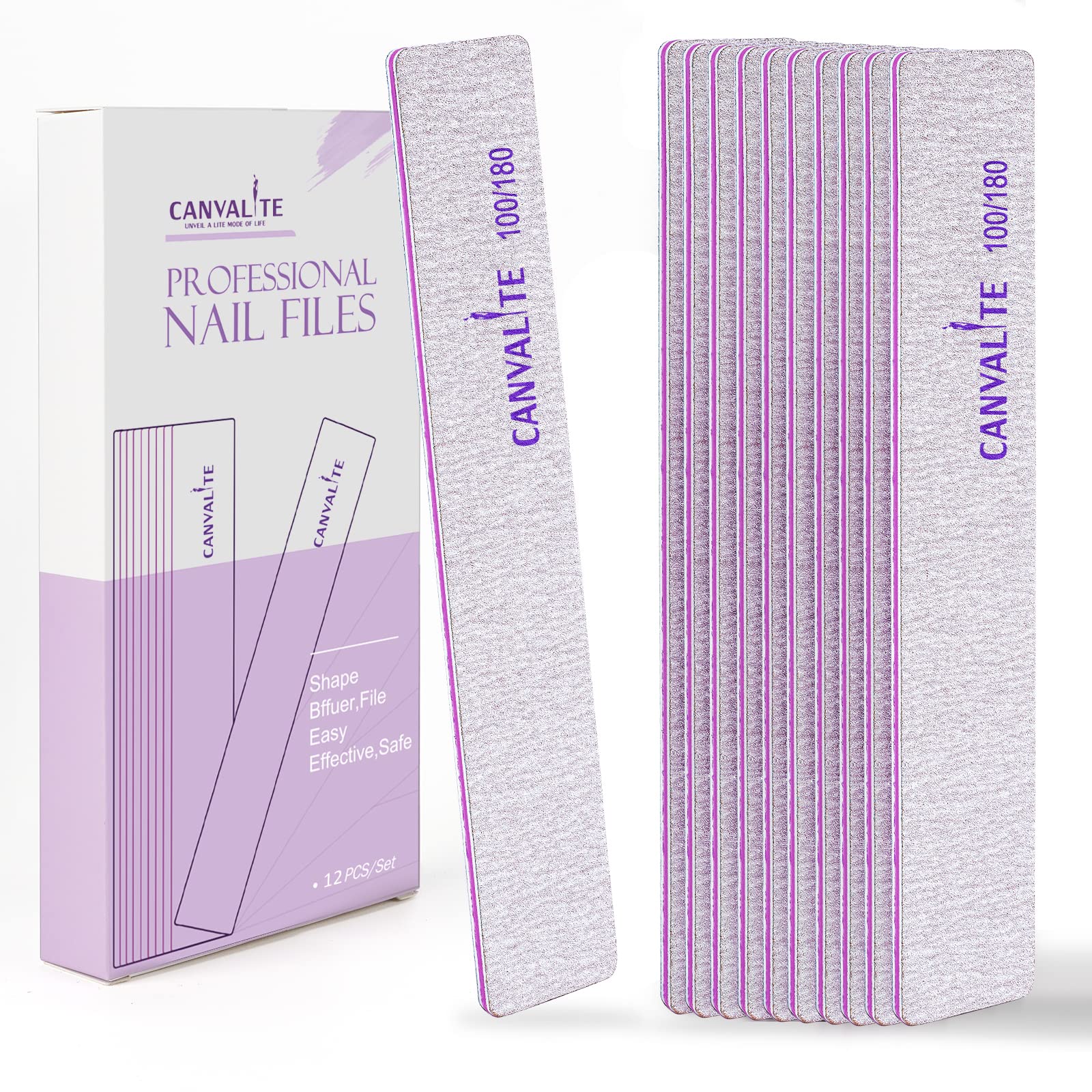 Professional Reusable Nail File - Canvalite Emery Board for Home & Salon (100/180 Grit) - Perfect for Manicures & Pedicures