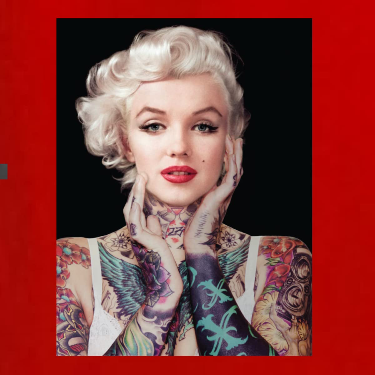 Wild Bobby Marilyn Tattoos Black Pop Culture Graphic Sweatshirt for Men & Women | Vintage Inspired Unisex Crewneck | Perfect for Casual Wear, Street Style & Music Festivals