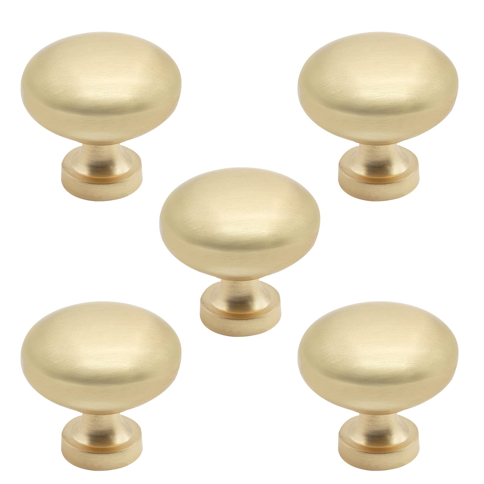 5 Pack Gold Cabinet Knobs - Round Kitchen & Bathroom Drawer Handles - Elegant Hardware for Cabinets, Closets & Dressers (Perfect for Home Renovation & Furniture Upgrade)