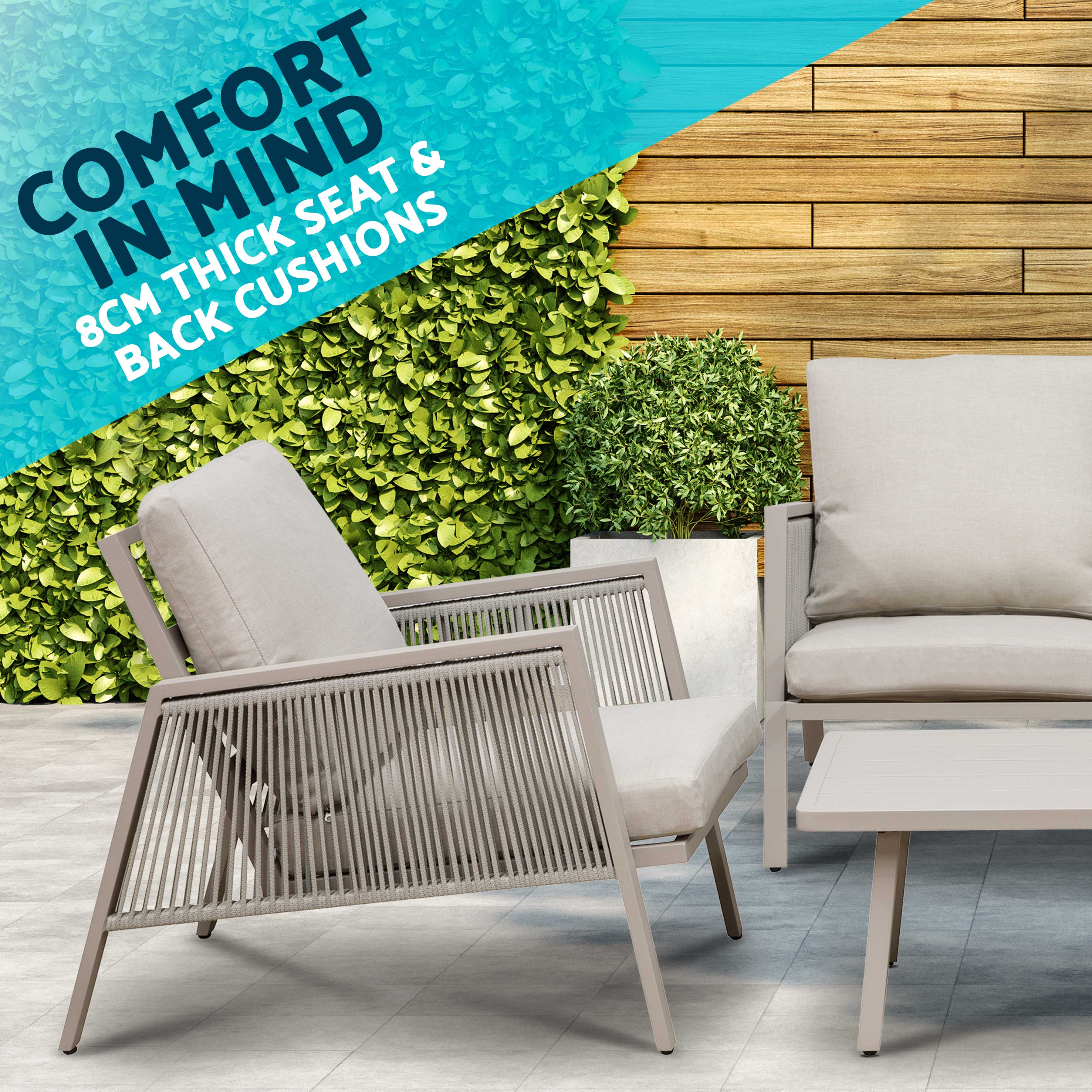 Premium 4-Piece Outdoor Aluminum Patio Sofa Set - Light Grey (DG56) - Perfect for Backyard, Poolside & Garden Relaxation