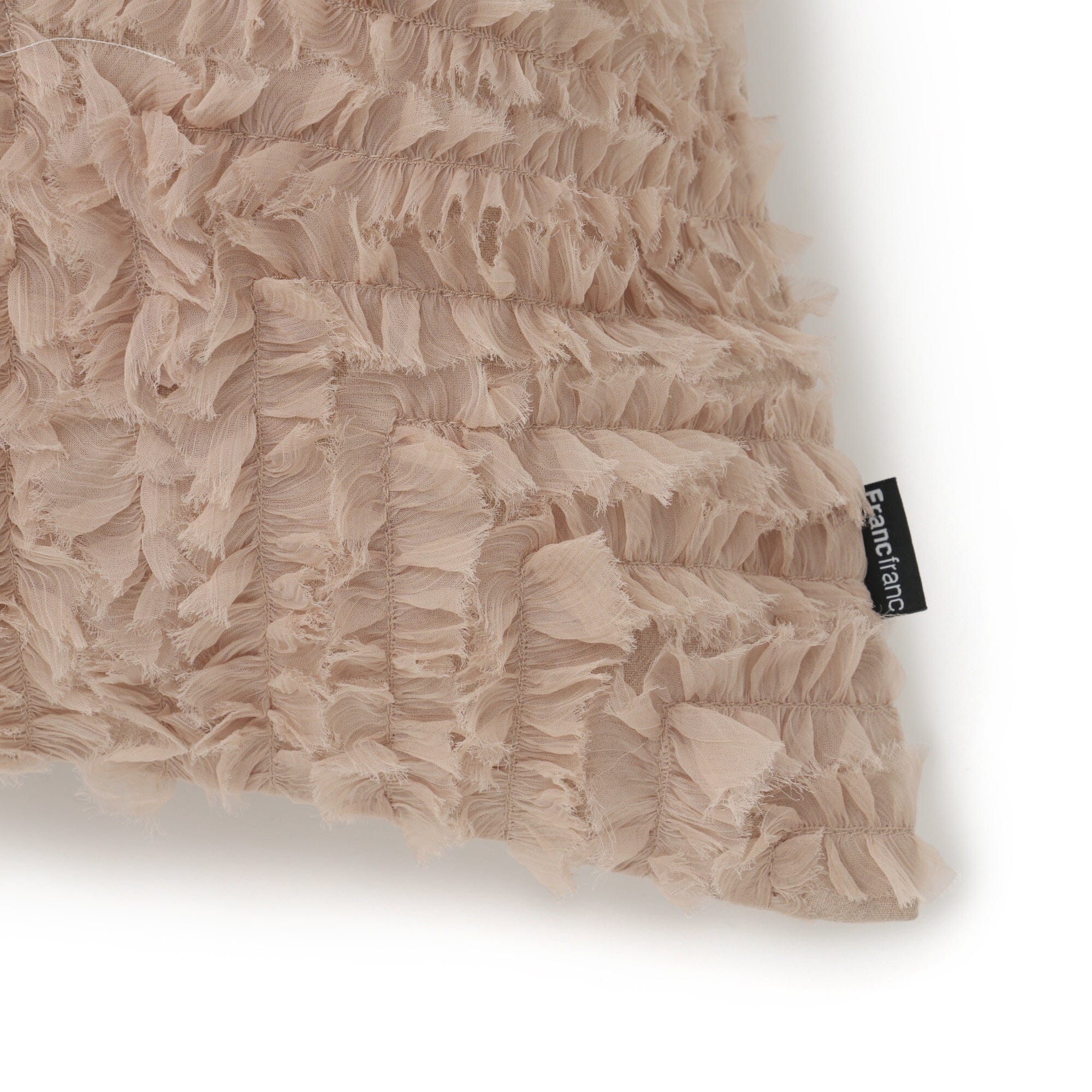 Gather Frill Cushion Cover 18x18 Inches Beige - Soft Decorative Pillow Case for Sofa, Bedroom, and Living Room