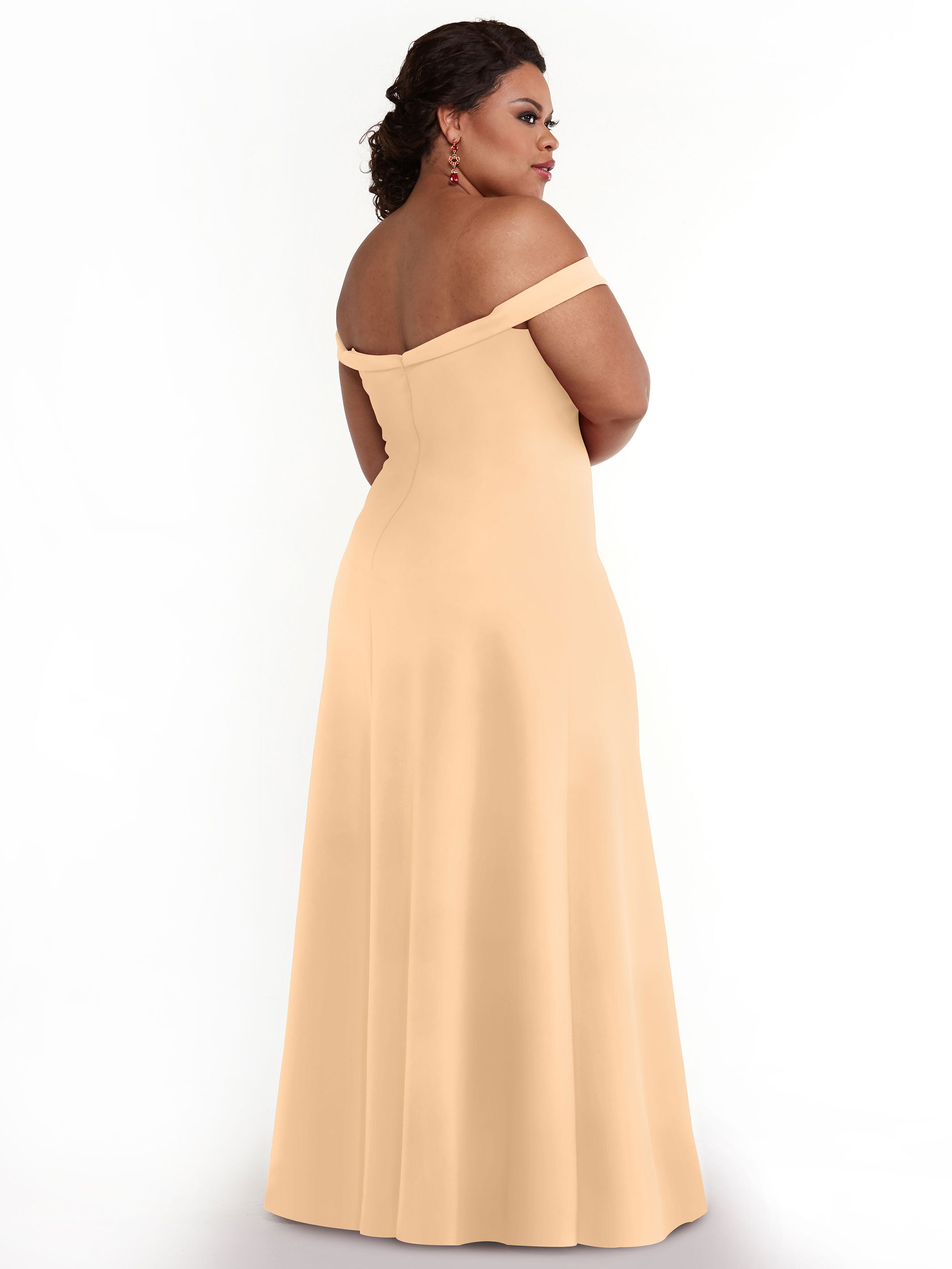 Elegant Off-The-Shoulder Double Knit A-Line Bridesmaid Dress 83050 - Perfect for Weddings, Formal Events & Special Occasions