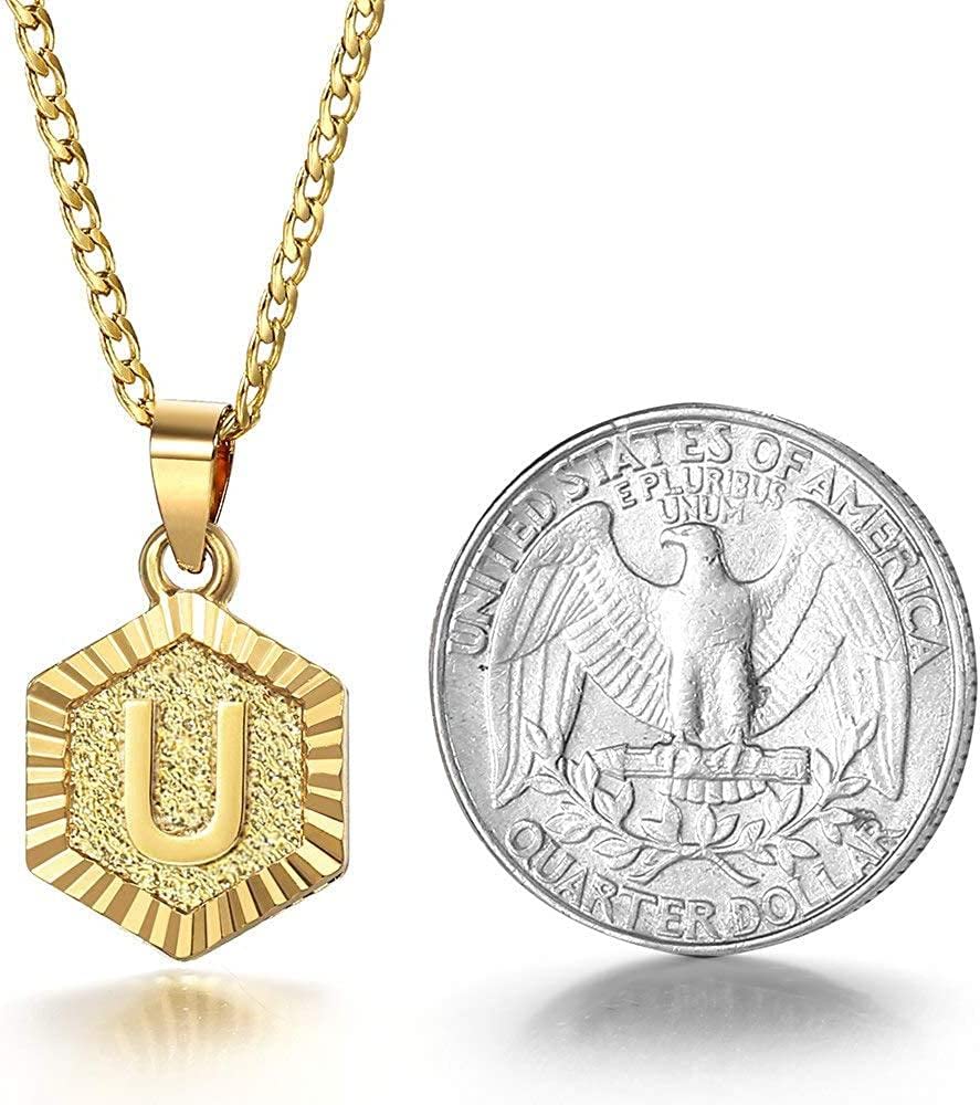 Trendy Gold Plated Hexagon Initial Necklace for Women - Personalized A-Z Letter Pendant with Curb Chain - Perfect Gift for Birthday, Anniversary & Valentine's Day