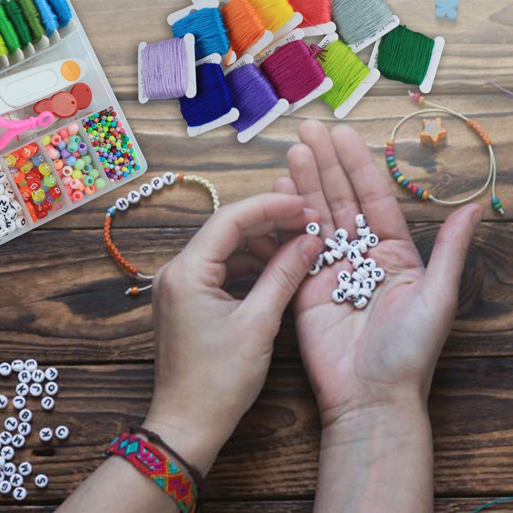 Peirich Friendship Bracelet Making Kit with 1900+ pcs - Includes Letter Beads (A-Z), 22 Multi-Color Embroidery Floss & Jewelry String - DIY Bracelet Craft Supplies for Teens, Best Christmas & Birthday Gifts for Girls (Perfect for Parties, Summer Camp & DIY Jewelry Projects)