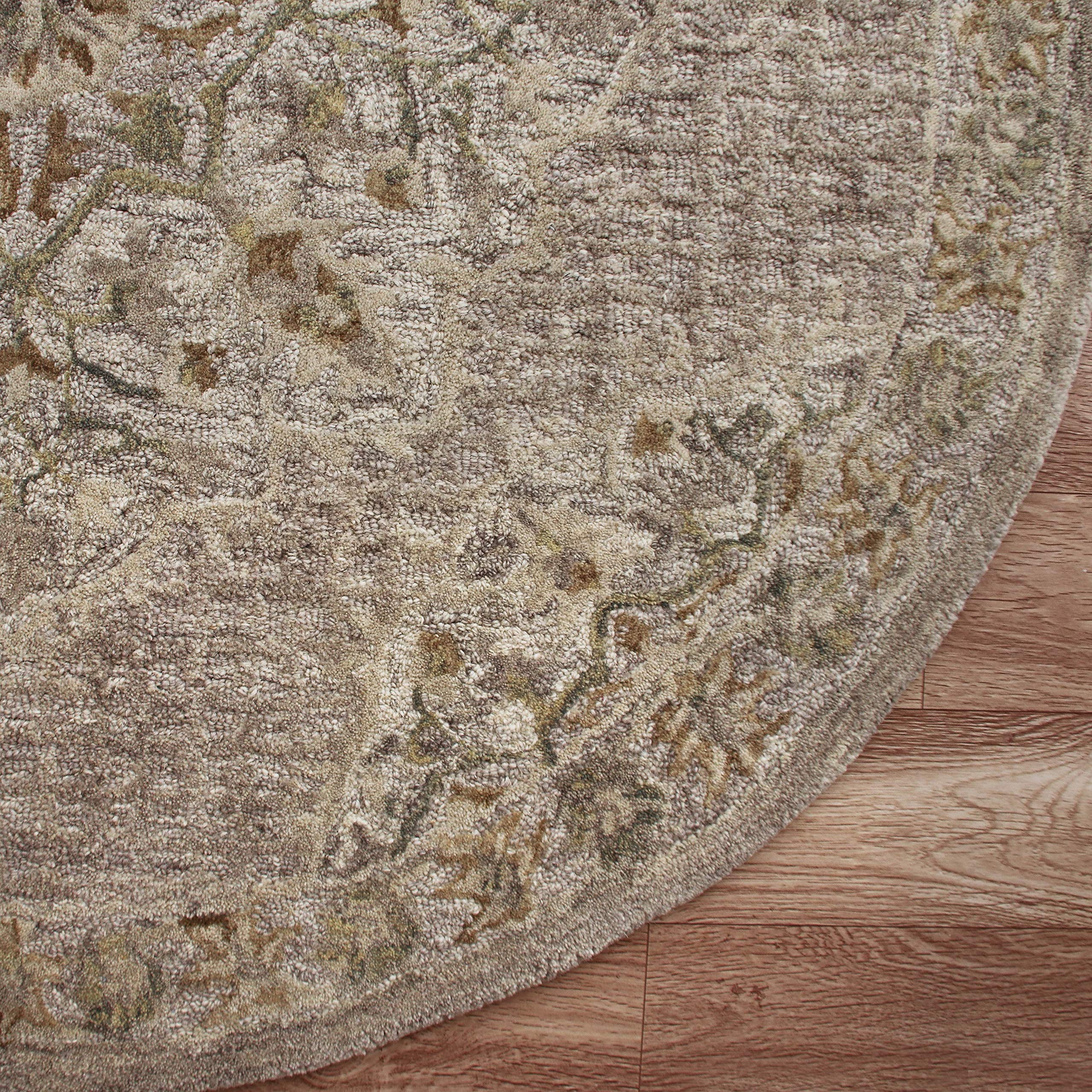 LR Home 6ft Round Natural Wool Area Rug - Hand Tufted Modern Farmhouse Boho Style for Bedroom, Living Room, Office | Soft Beige/Cream Indoor Carpet for Home Decor | Perfect for Entryway, Playroom & Cozy Spaces