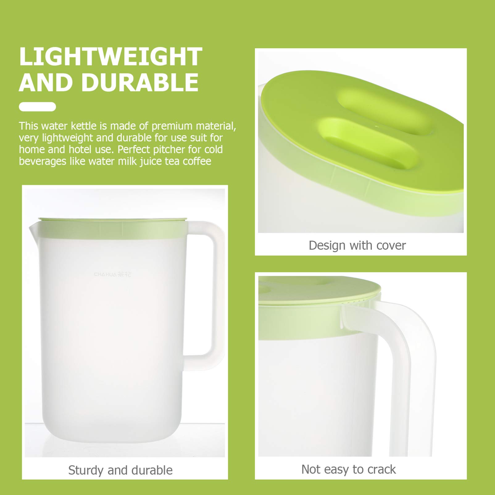 DOITOOL 2.2L Large Water Pitcher with Lid - BPA Free Beverage Carafe for Hot & Cold Drinks, Iced Tea, Coffee, Lemonade - Perfect for Refrigerator, Parties, Office & Home Use