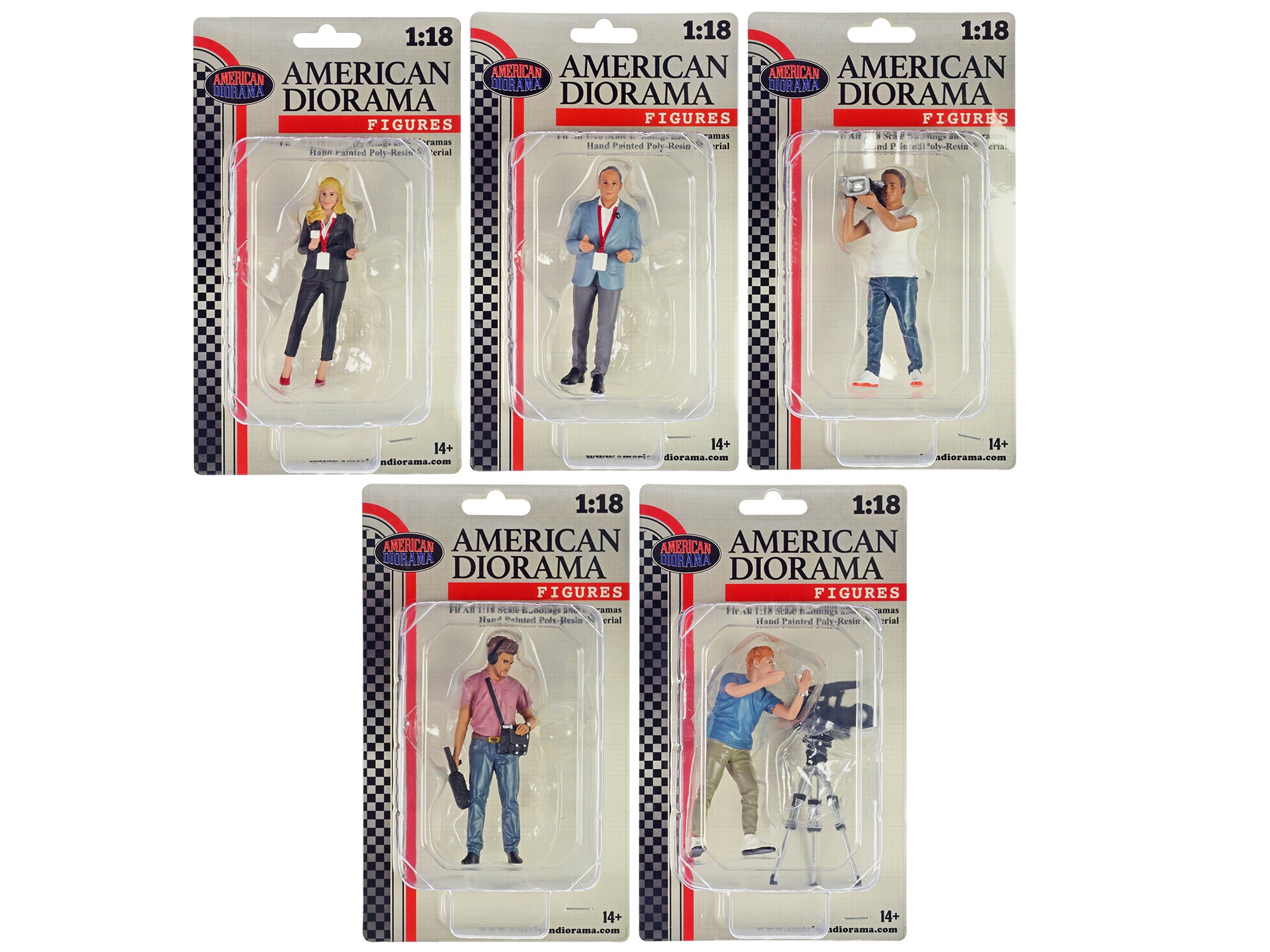 American Diorama 1/18 Scale Model Figures - 6-Piece Set with Accessories for Realistic Scenes | Perfect for Dioramas, Model Displays & Collectors