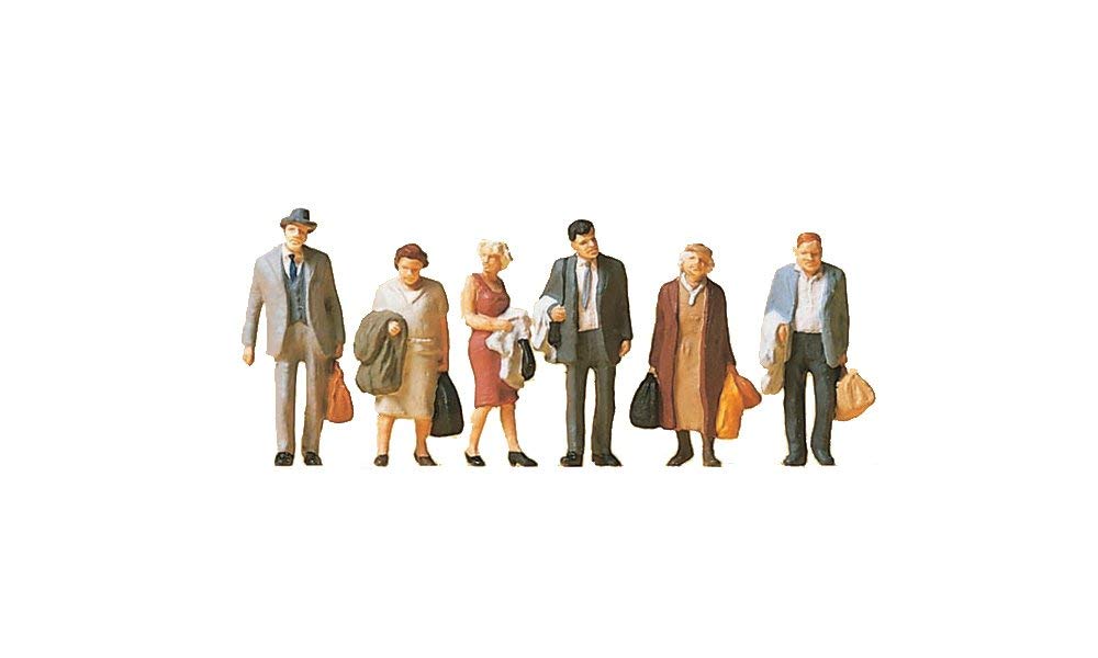 Preiser 10403 Walking Passengers Model Train Figures (6-Pack) - Perfect for HO Scale Model Railroad Scenes & Dioramas