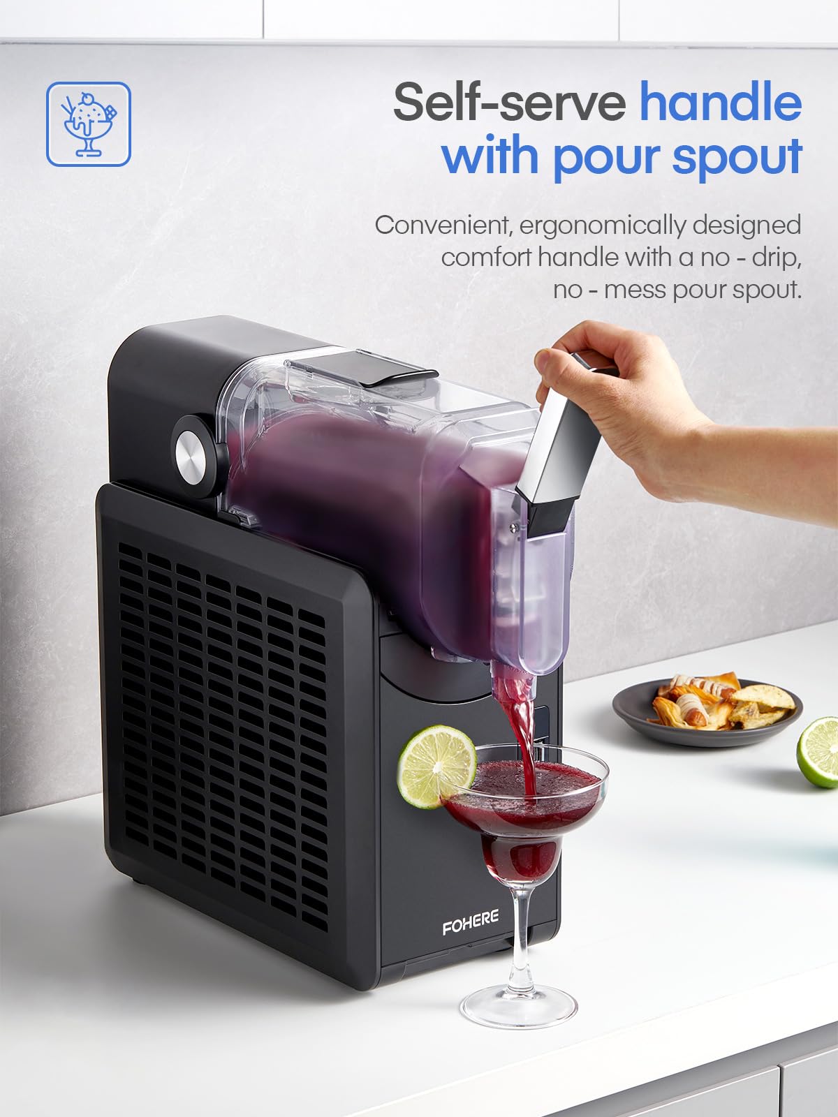 5-in-1 Slushie Machine for Home - No Ice Needed, 15-Minute Frozen Drink Maker with Self-Cleaning Function | Professional Frozen Margarita & Slushy Machine with 5 Preset Programs | Perfect for Margaritas, Frappés, Milkshakes & More | Ideal for Parties, Home Bars & Summer Entertaining - FOHERE