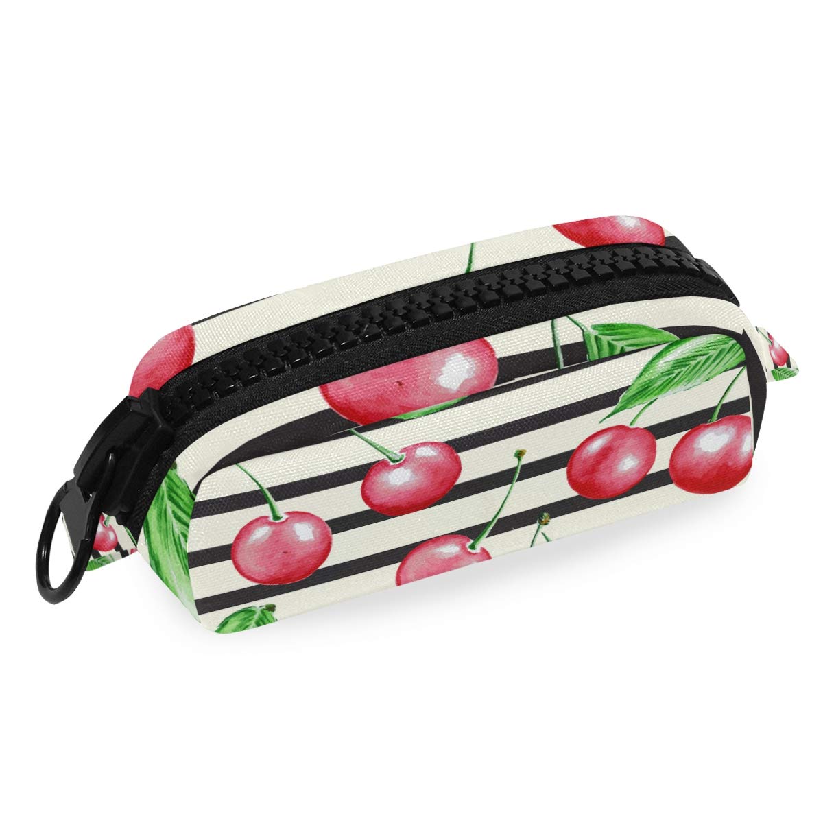 FengJu Large Capacity Pencil Case with Zipper - Premium Cosmetic & Makeup Organizer for School, Office, Travel | Perfect for Teens, Students & Professionals (Cherry Line Design) - Ideal for Organizing Pens, Markers, Makeup Brushes and School Supplies