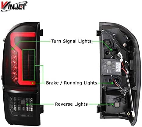 Winjet LED Tail Light Assembly for 2016-2022 Toyota Tacoma - DRL LED Rear Lights with Turn Signal & Brake Lights - Plug & Play - 1 Pair (Black/Smoke Lens) - Upgrade Your Truck's Style & Safety for Night Driving & Off-Road Adventures