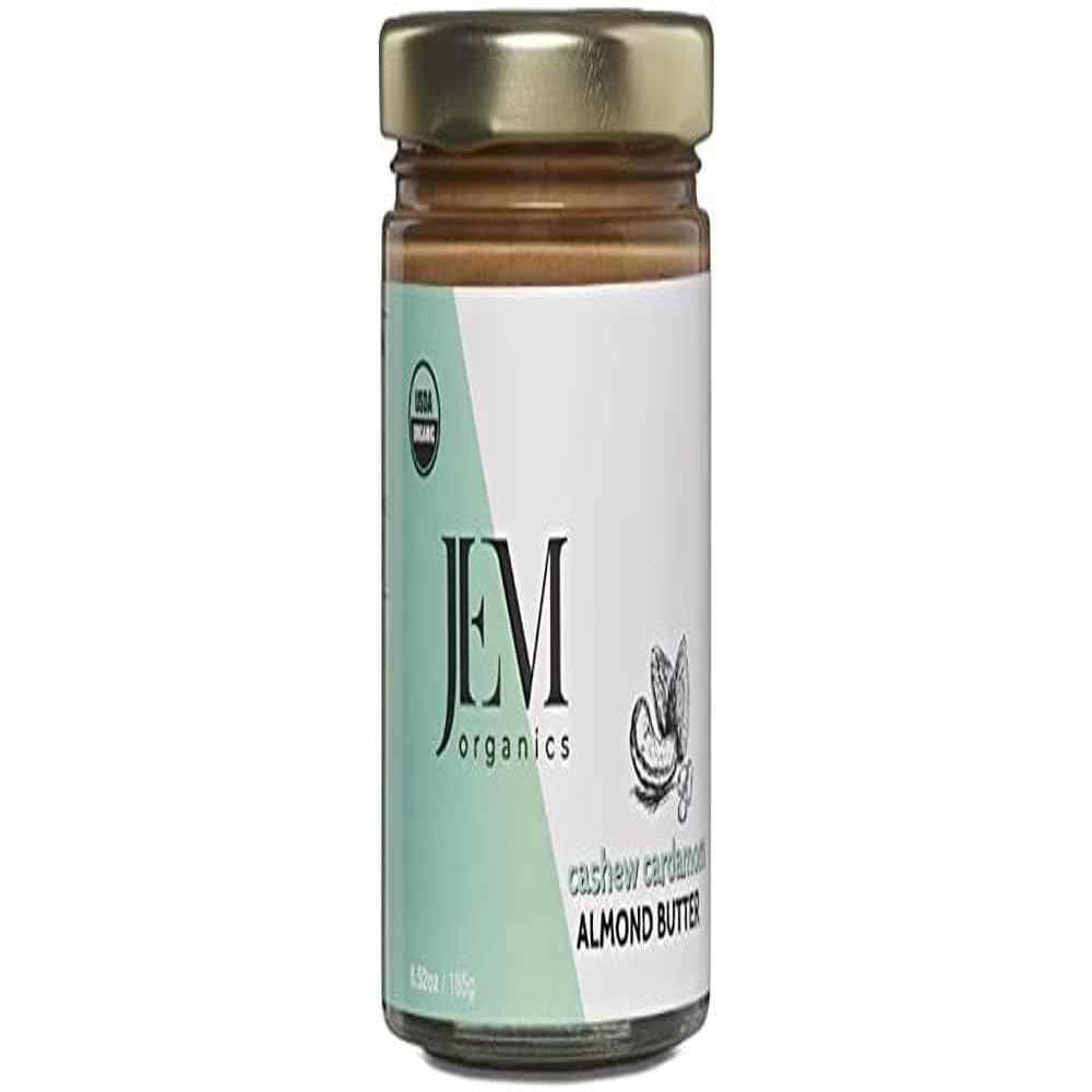 Organic JEM Organics Cashew Cardamom Almond Nut Butter - All Natural, Gluten-Free, Vegan, Paleo & Keto Friendly Snack - 6 oz Jar - Perfect for Smoothies, Toast & Healthy Desserts