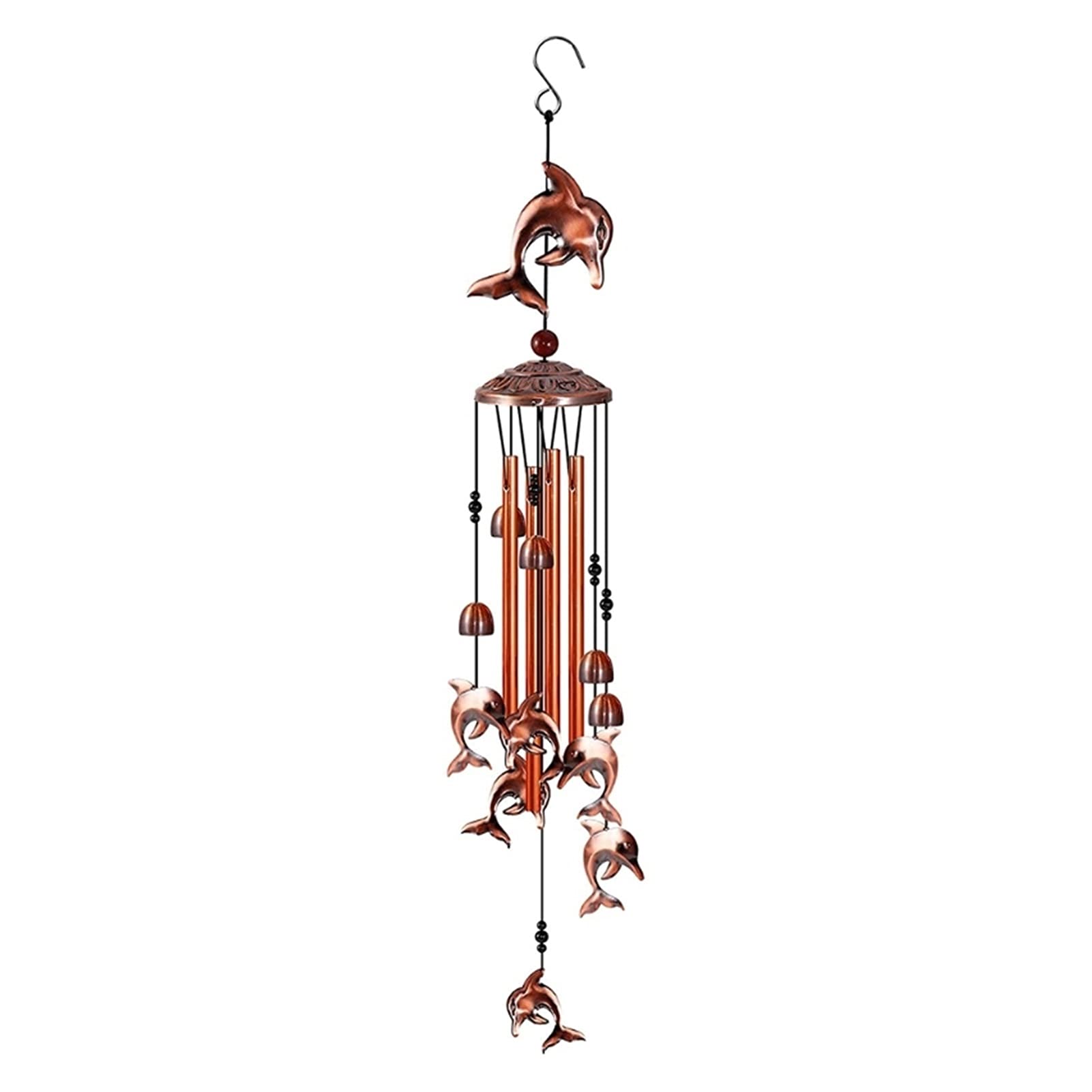 35 Inch Retro Dolphin Wind Chimes - Soothing Melodic Garden Decor Weathervanes for Patio, Yard & Outdoor Spaces | Perfect Gift for Home & Garden Lovers