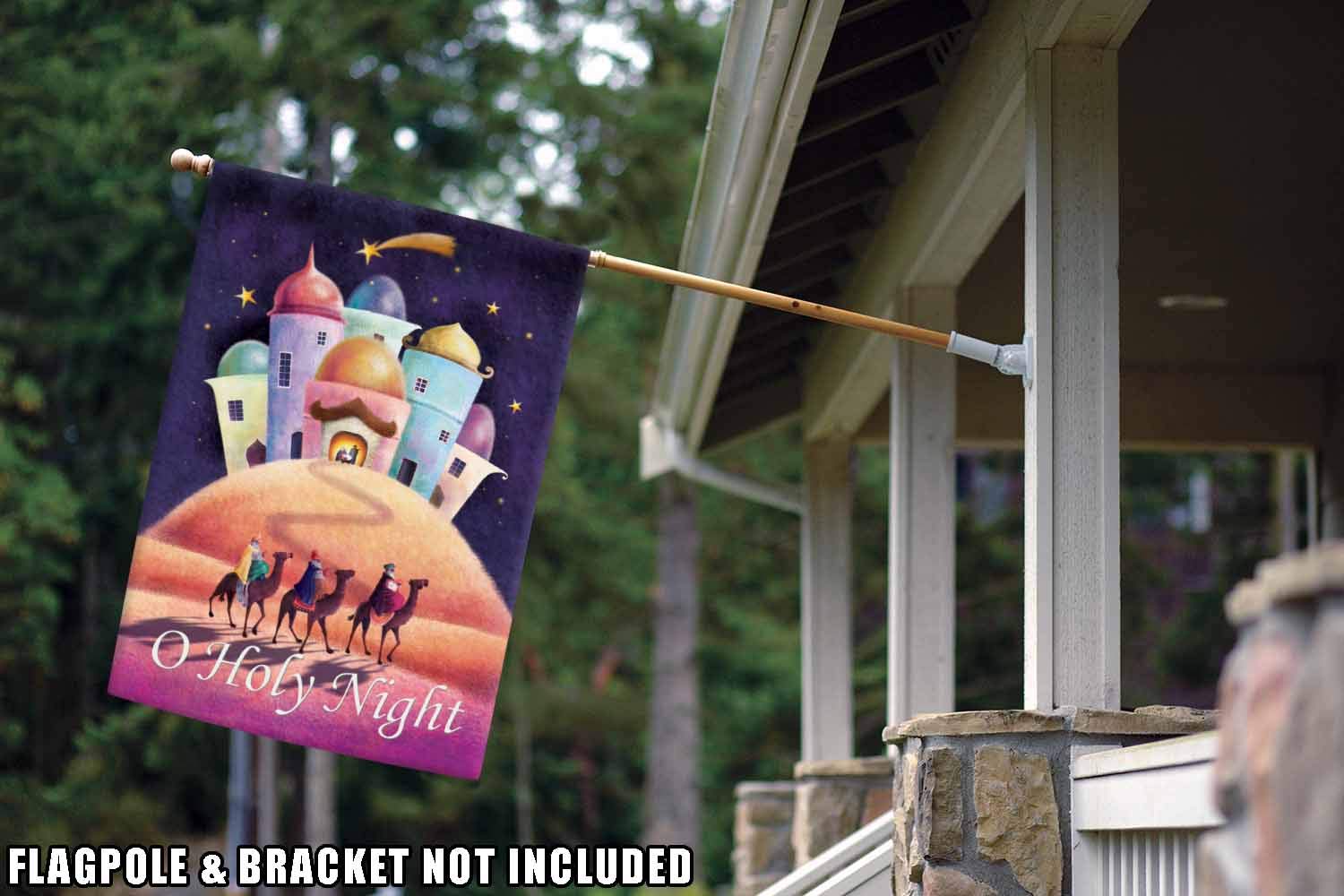 Toland Home Garden 1012169 O Holy Night Christmas Flag - 28x40 Inch Double Sided Religious Outdoor Yard Decoration for House, Garden & Holiday Festivities - Perfect for Christmas Porch, Lawn & Church Decor