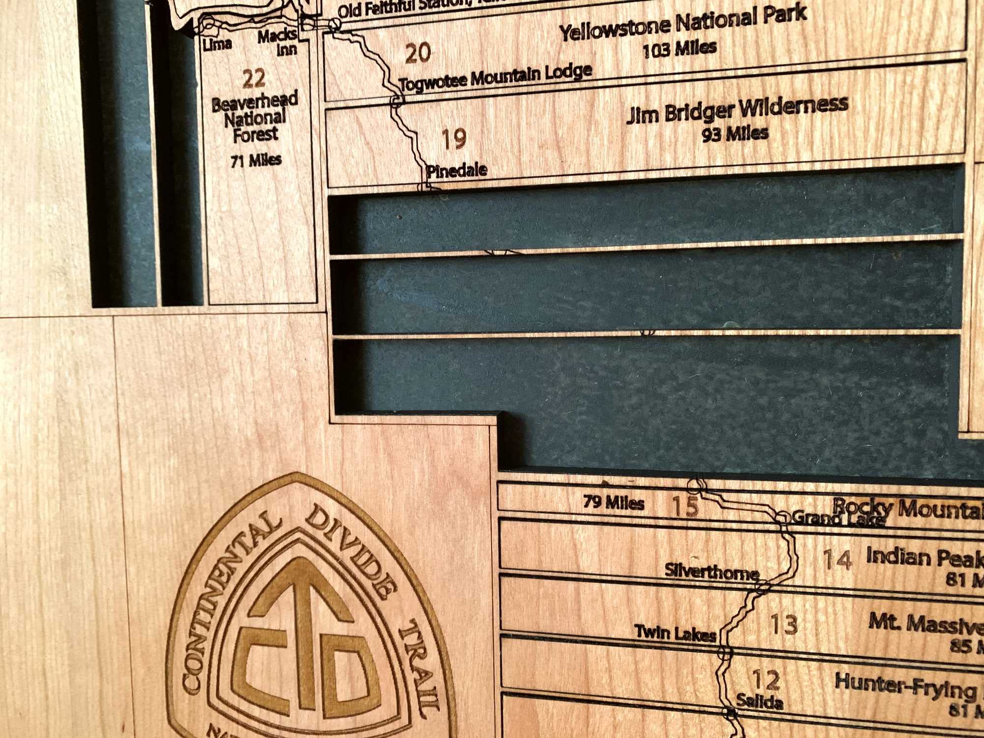 CDT Section Hiker Continental Divide Trail Wooden Map Sign - White Oak Thru Hiking Board for Trail Tracking | Perfect for Hiking Enthusiasts, Backpacking Decor & Adventure Gifts