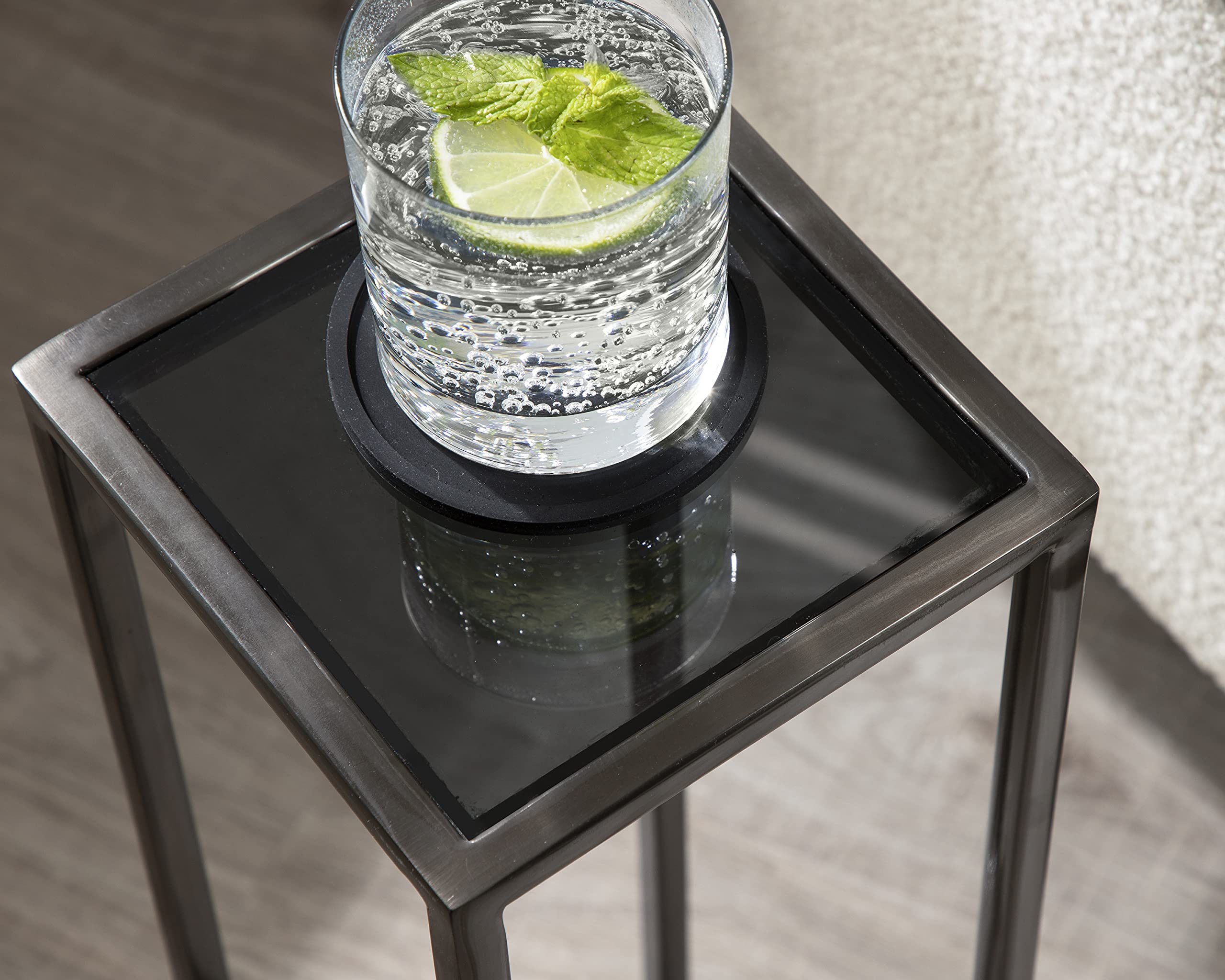 Kate and Laurel Jaspur Modern Drink Table - Gray Glam Accent Table with Storage | Stylish Side Table for Living Room, Bedroom or Office Decor