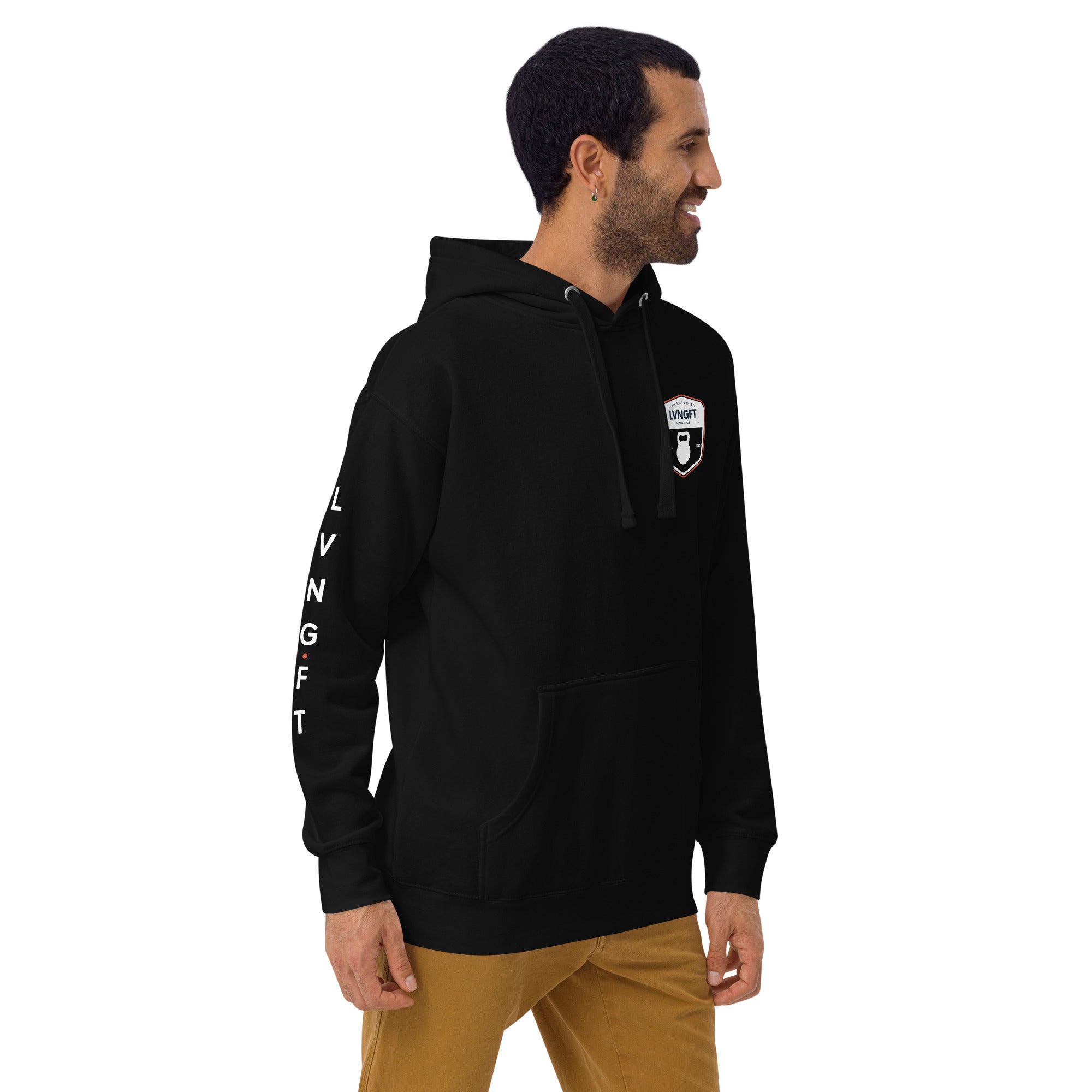 LVNGFT Kettlebell Badge Hoodie - Premium Workout Hooded Sweatshirt for Gym & CrossFit Training - Comfortable Fitness Apparel for Men & Women