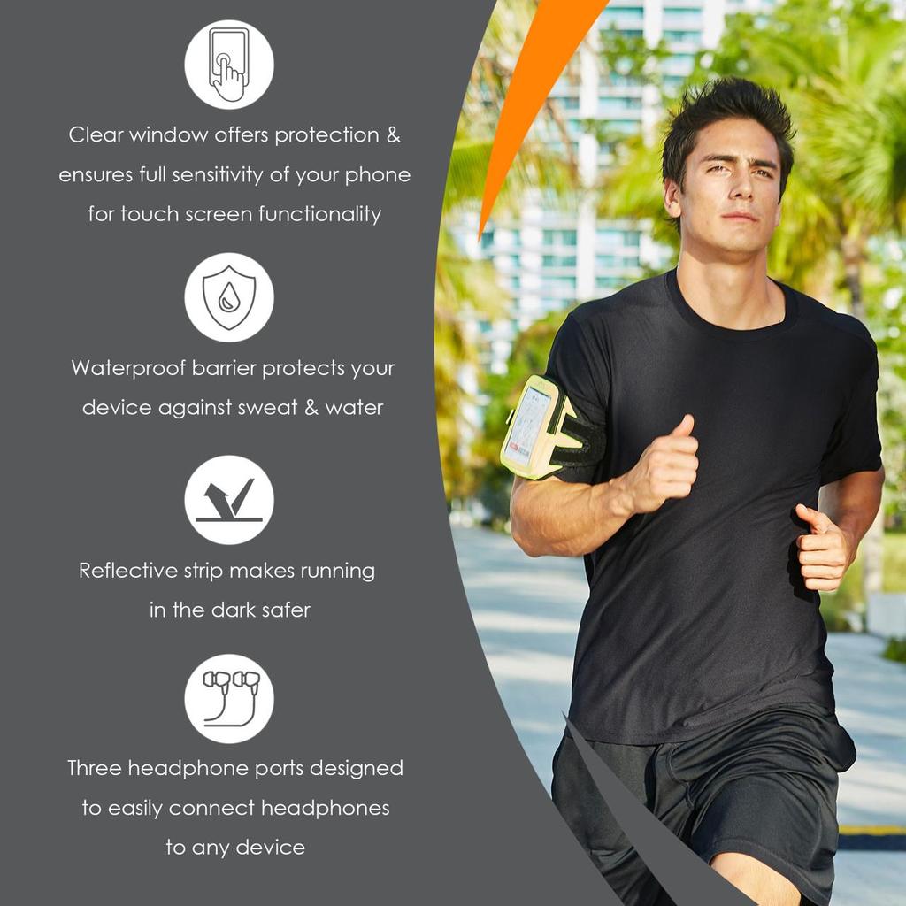 Armpocket Mega i 40 Running Belt - Waterproof Fitness Armband for iPhone 40 with Reflective Stripes (Rainbow Color) | Perfect for Jogging, Hiking & Gym Workouts