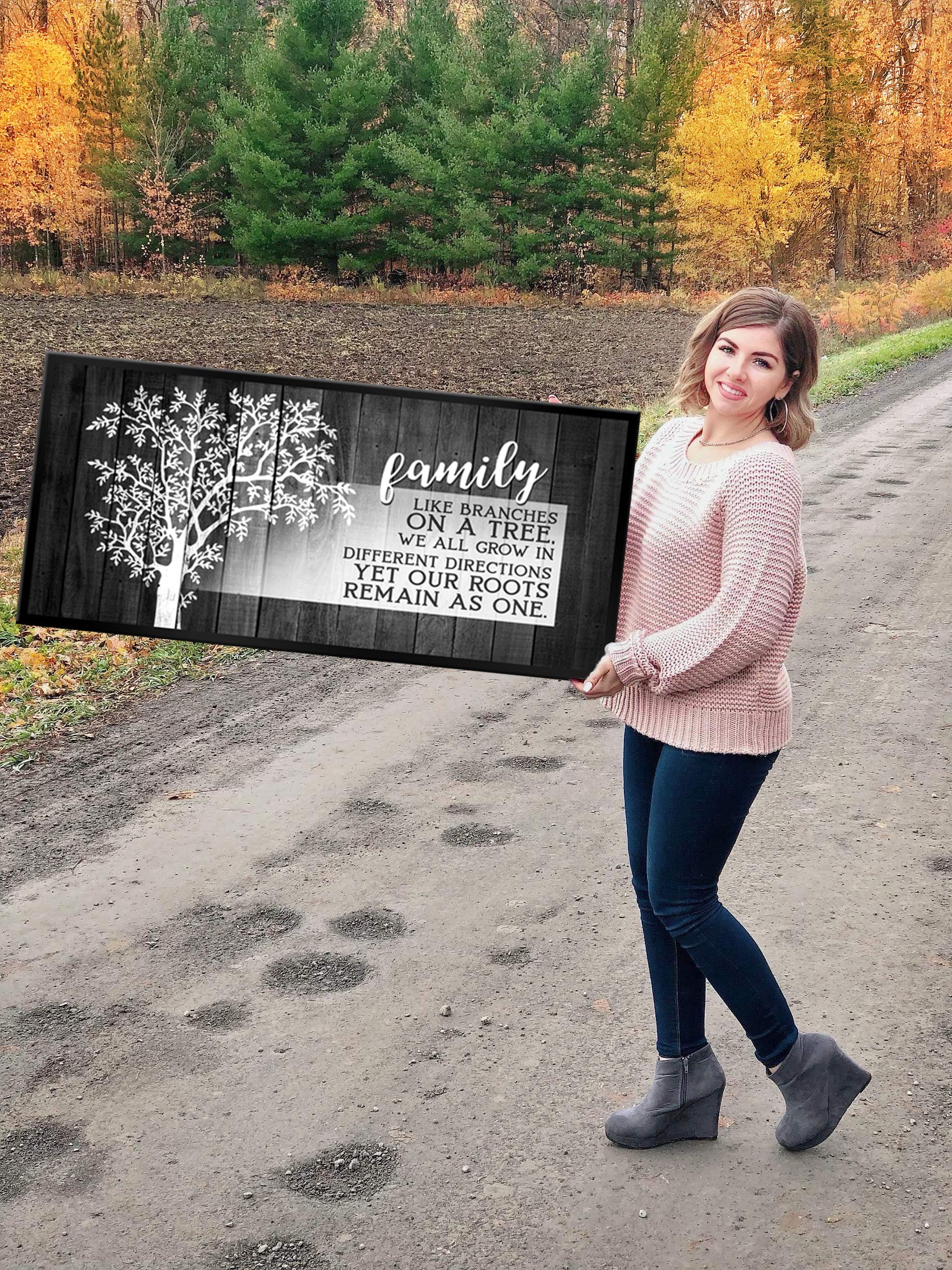 Family Tree Plaque Wall Art - Farmhouse Decor for Living Room & Family Room