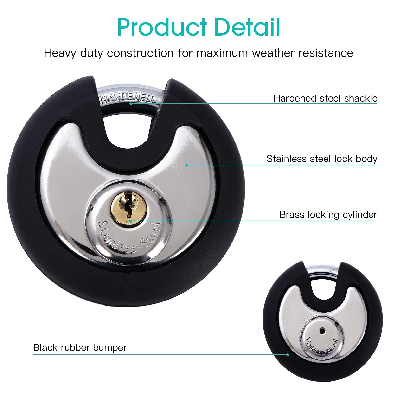 4 Digit Combination Disc Padlock with Keys - Heavy Duty Outdoor Lock for Storage Units, Gates, Fences & Trailers - Secure Your Valuables in Any Weather