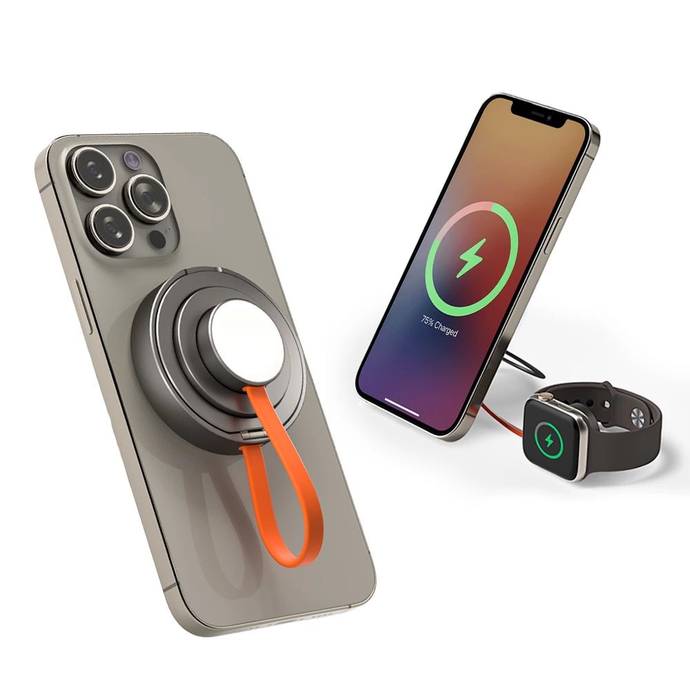 FlexRing Pro 2-in-1 MagSafe Charger for iPhone 15/14/13 - Wireless Charging Stand & Car Mount with Strong Magnetic Hold - Perfect for Home, Office & Travel Use