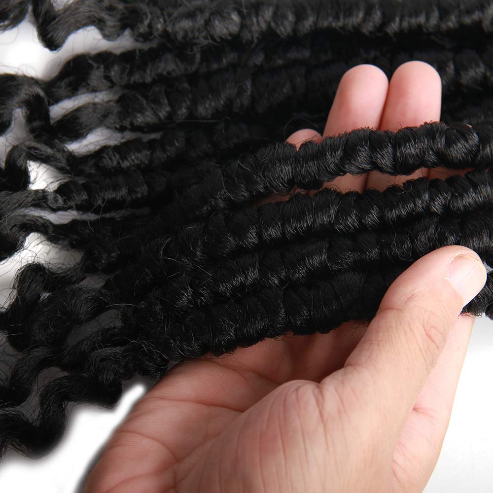 12 Inch Black Crochet Hair for Women - 8 Packs Spring Twist Crochet Braiding Hair with Curly Ends (1B#) - Perfect for Protective Styles, Box Braids & Natural Hair Looks