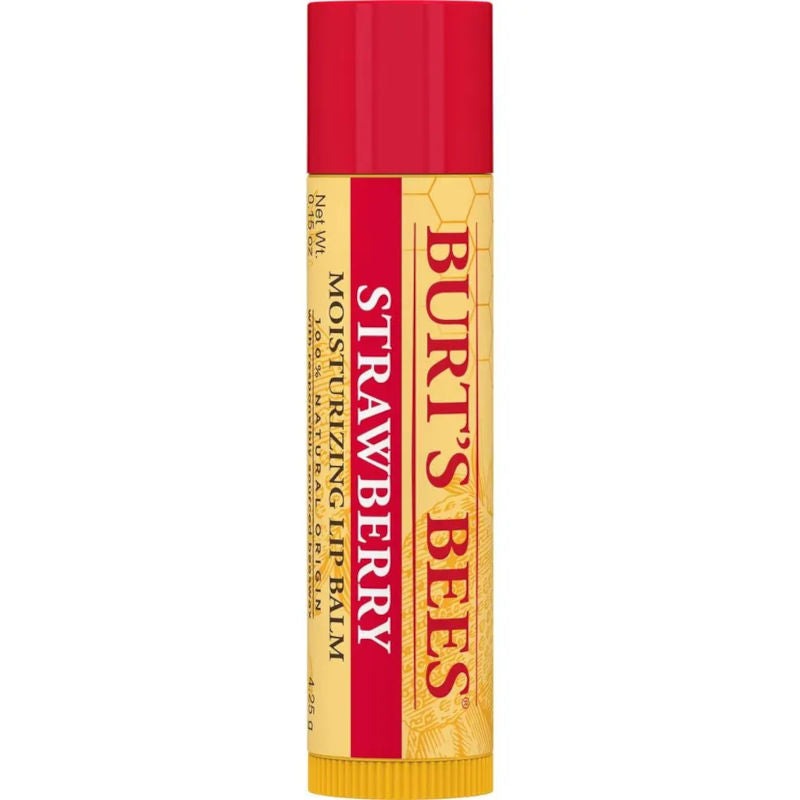 Burt's Bees Strawberry Lip Balm - Natural Moisturizing Lip Care for Dry & Chapped Lips - Perfect for Winter, Travel & Daily Hydration