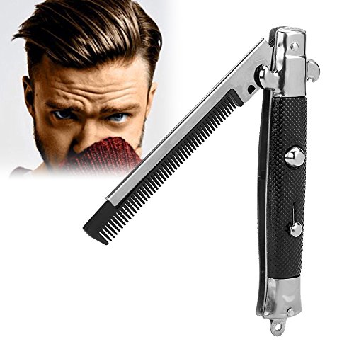 Automatic Folding Hair Comb for Men - Spring Push Button Pocket Hair Brush for Styling & Beard Grooming | Travel, Office & Home Use