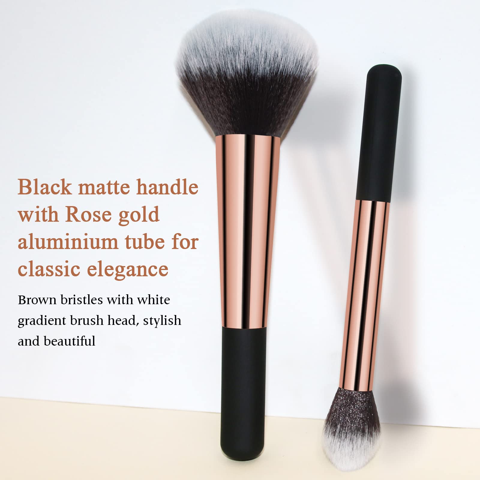Banidy Makeup Brush Set - Powder, Foundation, Highlighter - Wooden Handle for Flawless Blending