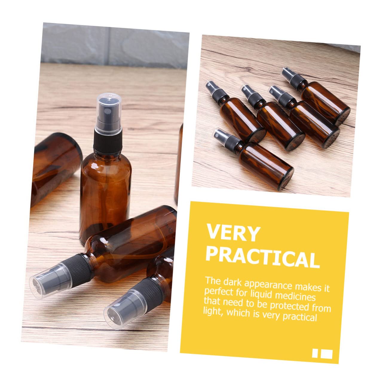5Pcs Brown Travel Size Perfume Bottles - Empty Glass Refillable Atomizer for Liquids, Essential Oils & Cologne - Perfect for Travel, Gym, Purse & Gift Giving