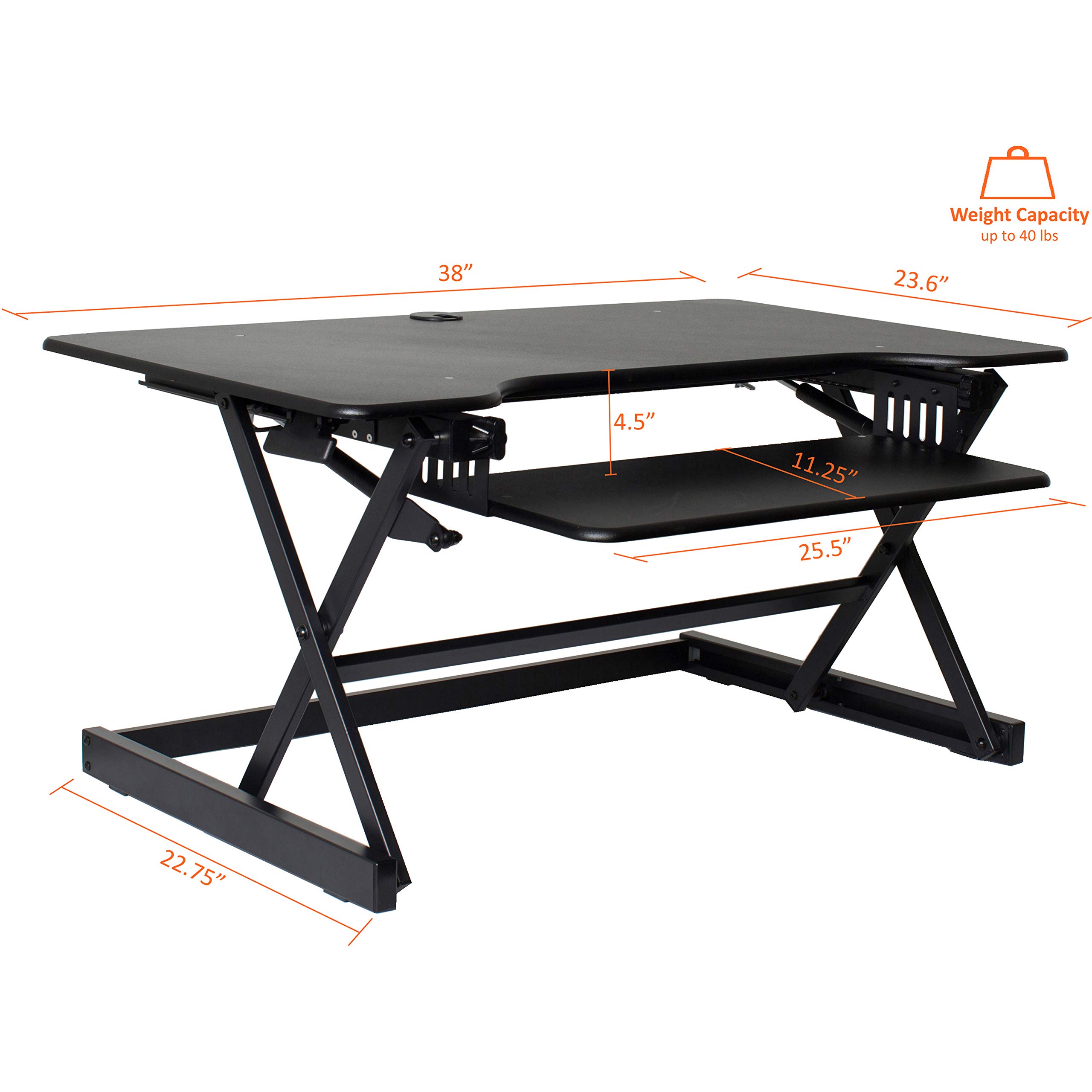 Lorell Deluxe Adjustable Standing Desk Riser - Black, 20