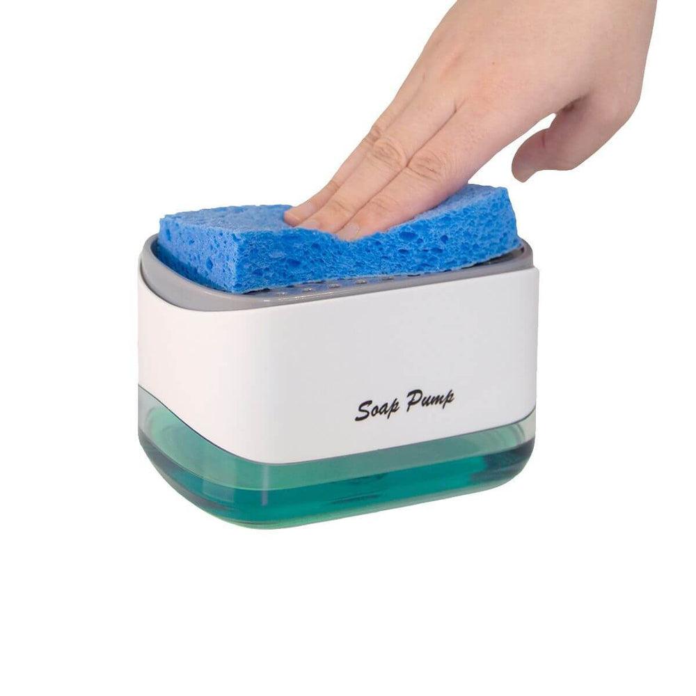 Automatic Soap Dispensing Dish Sponge Holder - Leak-Proof Kitchen Organizer for Sink Countertop | Perfect for Washing Dishes, Cleaning Utensils & Keeping Kitchen Tidy