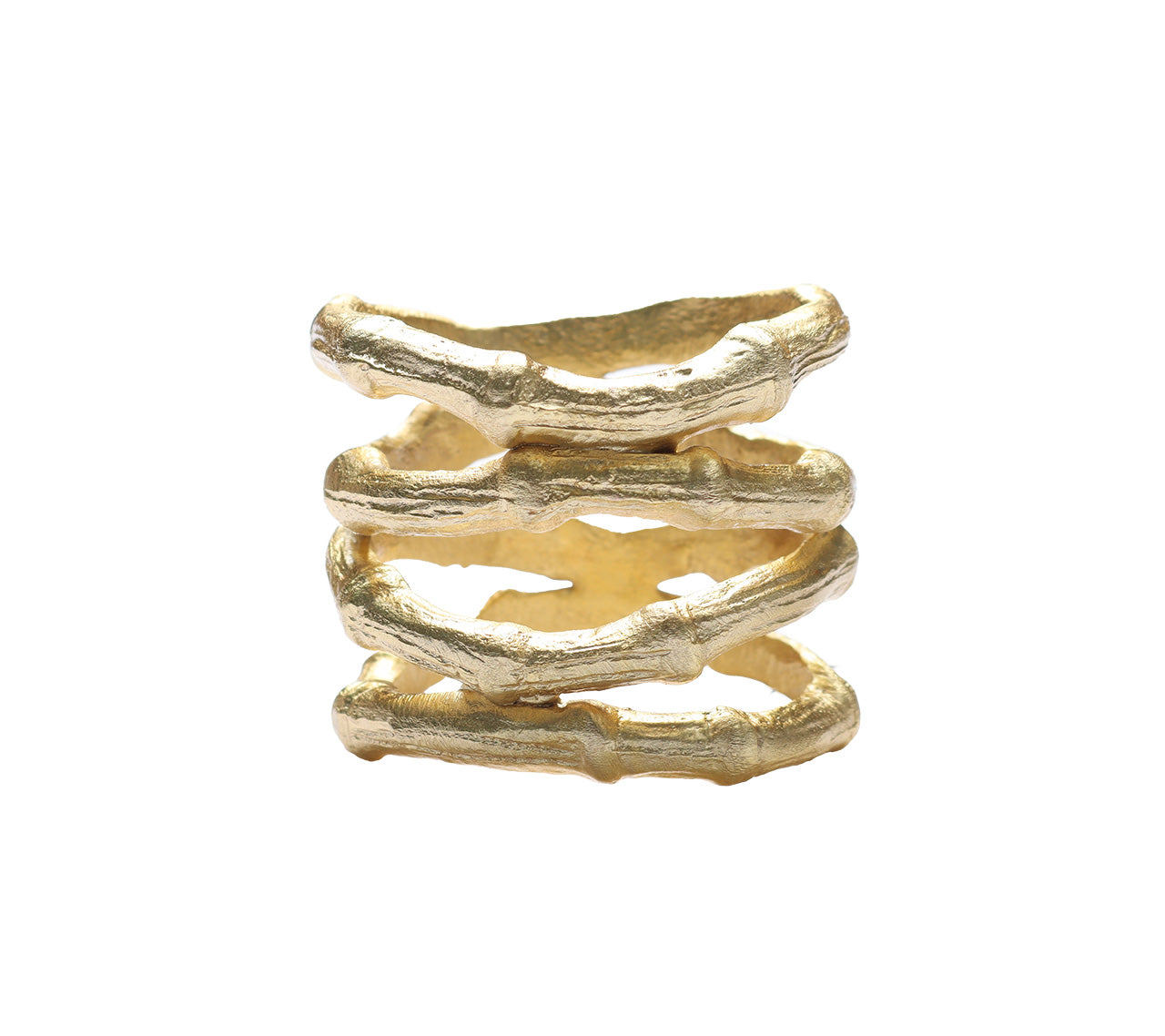 Premium Gold Bamboo Napkin Rings Set of 4 - Elegant Tableware for Wedding, Dinner Party & Holiday Decor