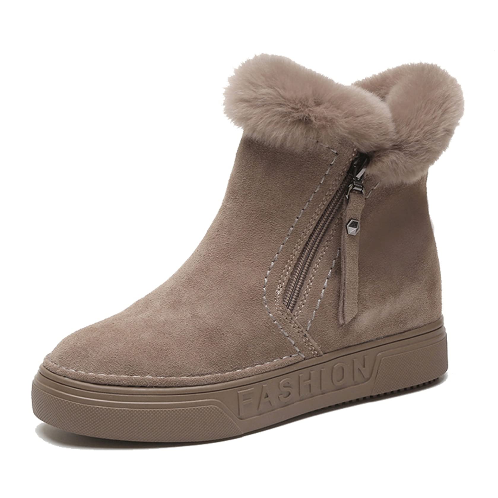 Women's Winter Snow Boots - Waterproof Fur Lined Ankle Boots with Side Zipper, Warm Non-Slip Outdoor Shoes for Snow Hiking, Walking & Street Fashion