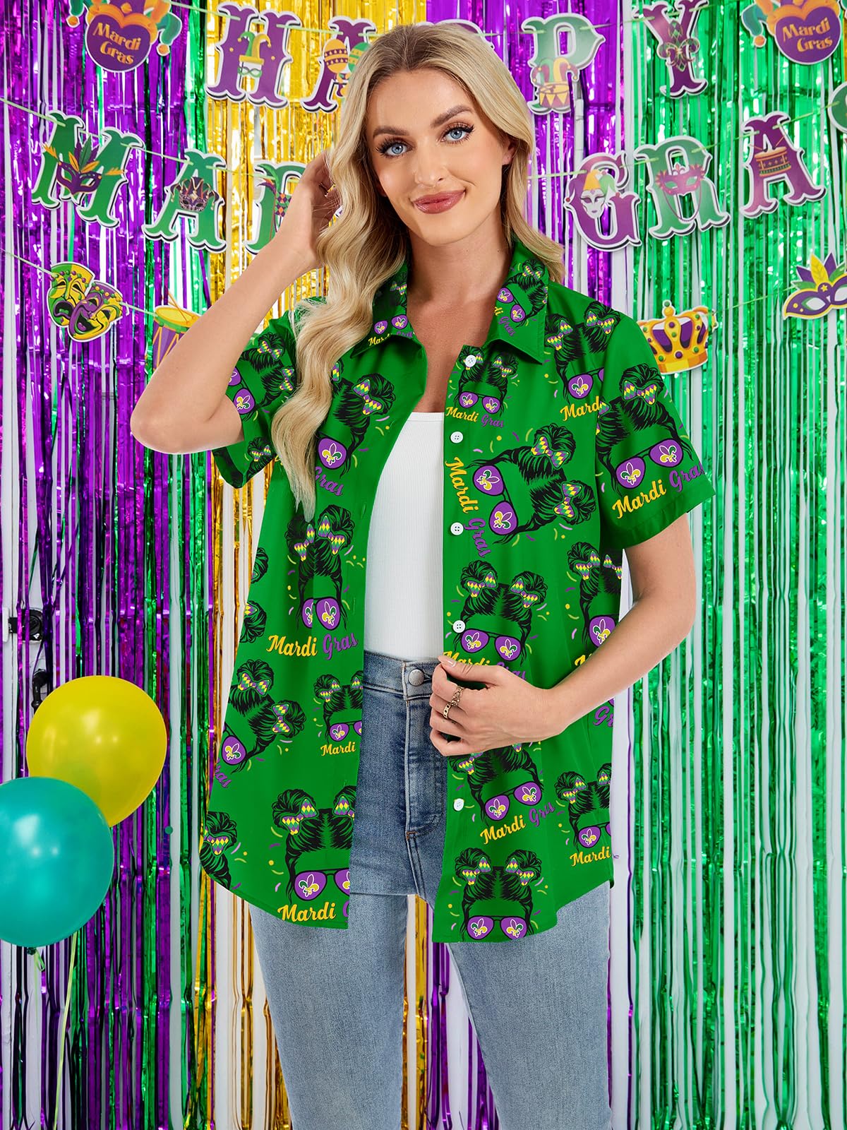 Women's Mardi Gras Shirts with Carnival Masks - Party & Festive Wear