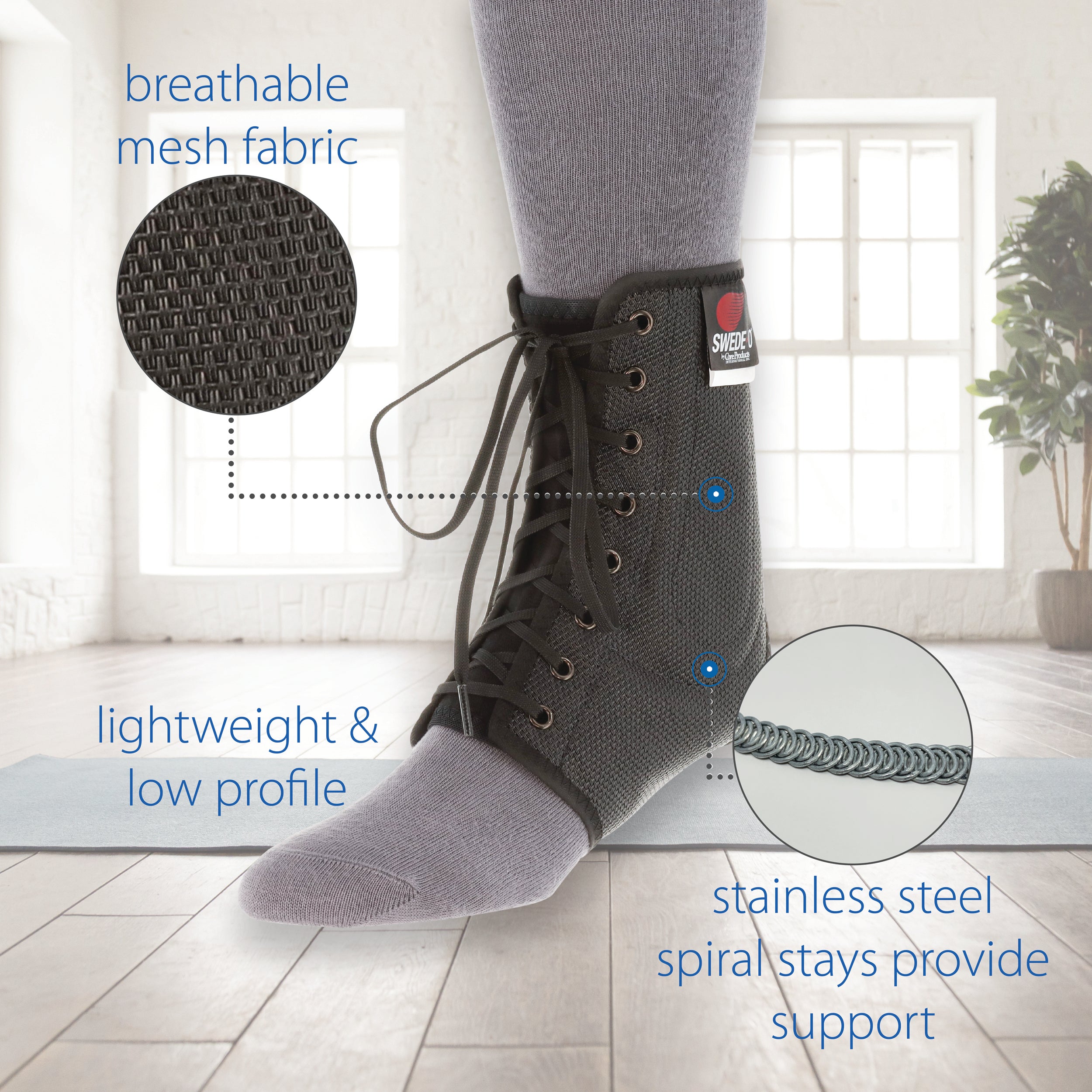 Swede O Trim Lok Ankle Brace - Adjustable Support for Sprains, Arthritis & Weak Ankles - Ideal for Running, Hiking & Sports Recovery