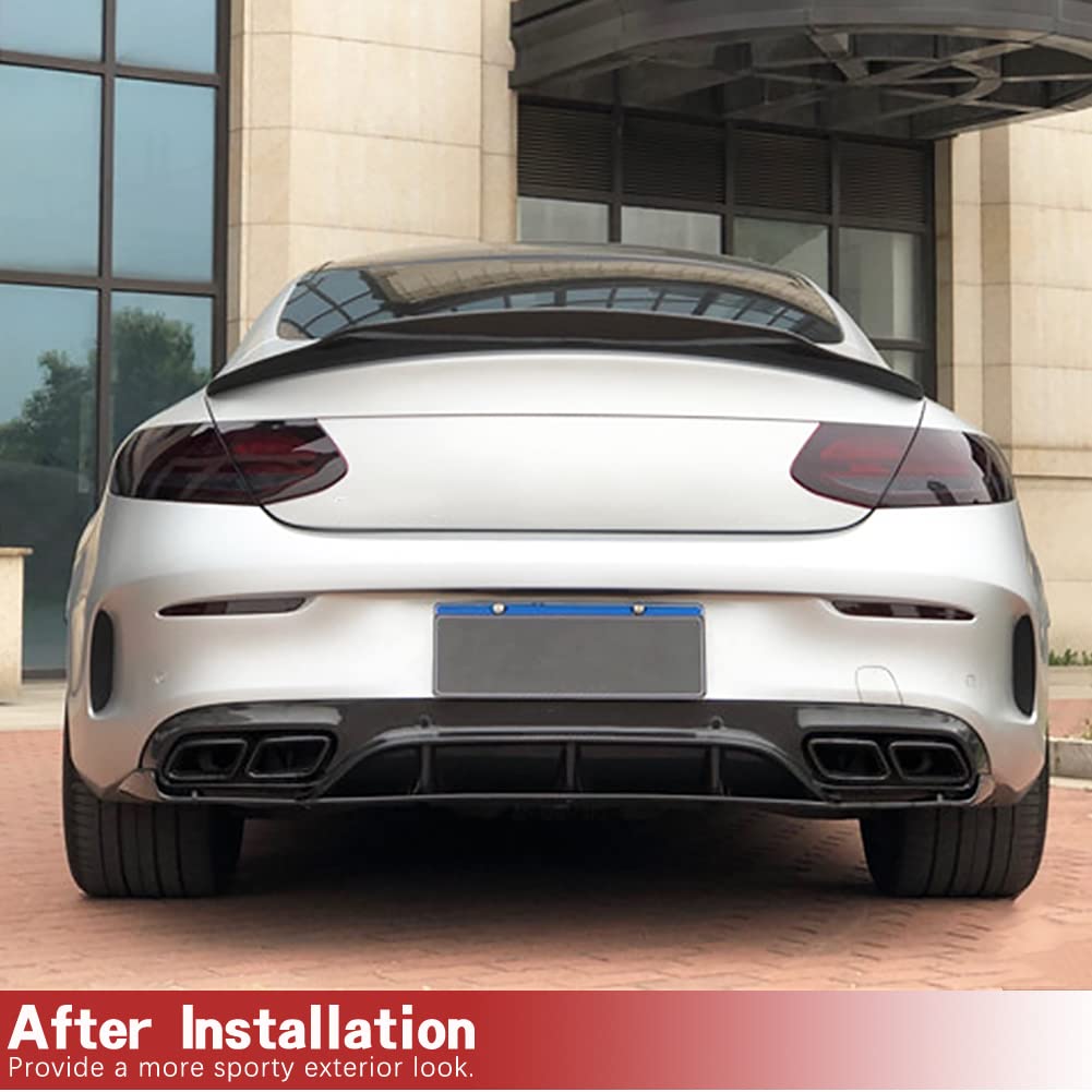 Carbon Fiber Trunk Spoiler for Mercedes Benz C Class W205 C205 Coupe 2014-2019 | C180 C200 C250 C300 C350 C63 C43 AMG | High Kick Rear Wing Lip | Enhances Aerodynamics & Sporty Look | Perfect for Street Racing & Car Shows