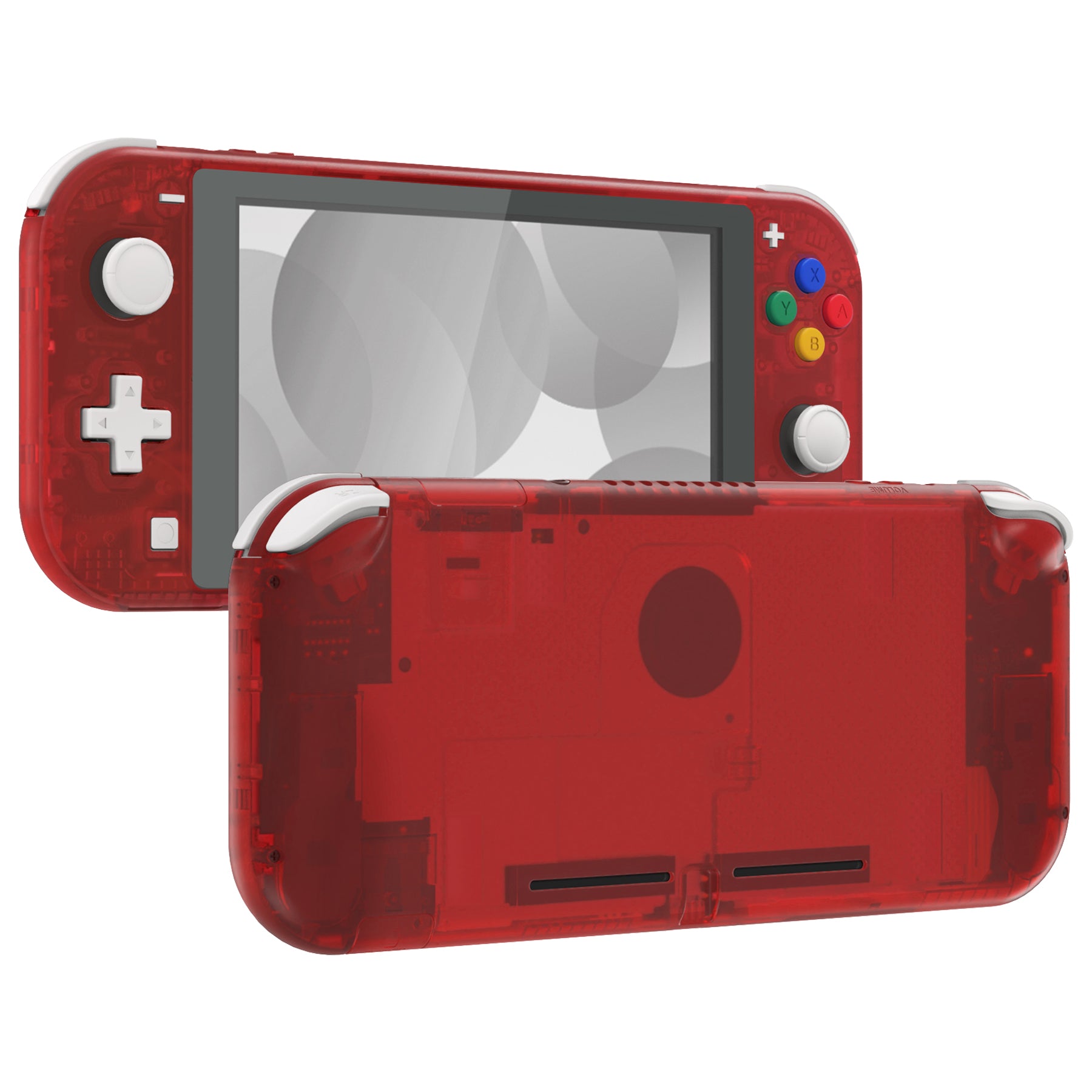 eXtremeRate Clear Red DIY Replacement Shell for Nintendo Switch Lite - Custom Controller Housing with Screen Protector | Perfect for Gaming Enthusiasts & DIY Modders | Enhance Your NSL Handheld Experience