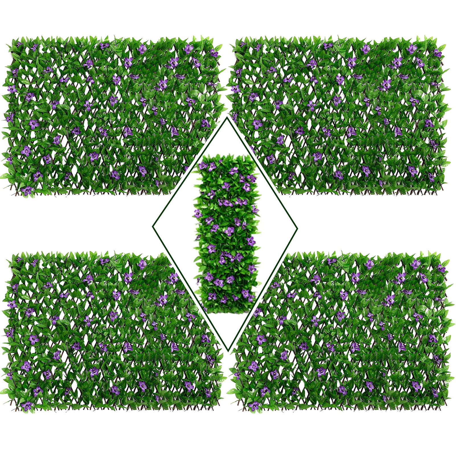 DOEWORKS 4PCS Expandable Faux Ivy Privacy Fence Screen - Outdoor Balcony, Patio, Garden Decor - UV Resistant Artificial Hedge Panels for Backyard, Deck, and Poolside Privacy Protection