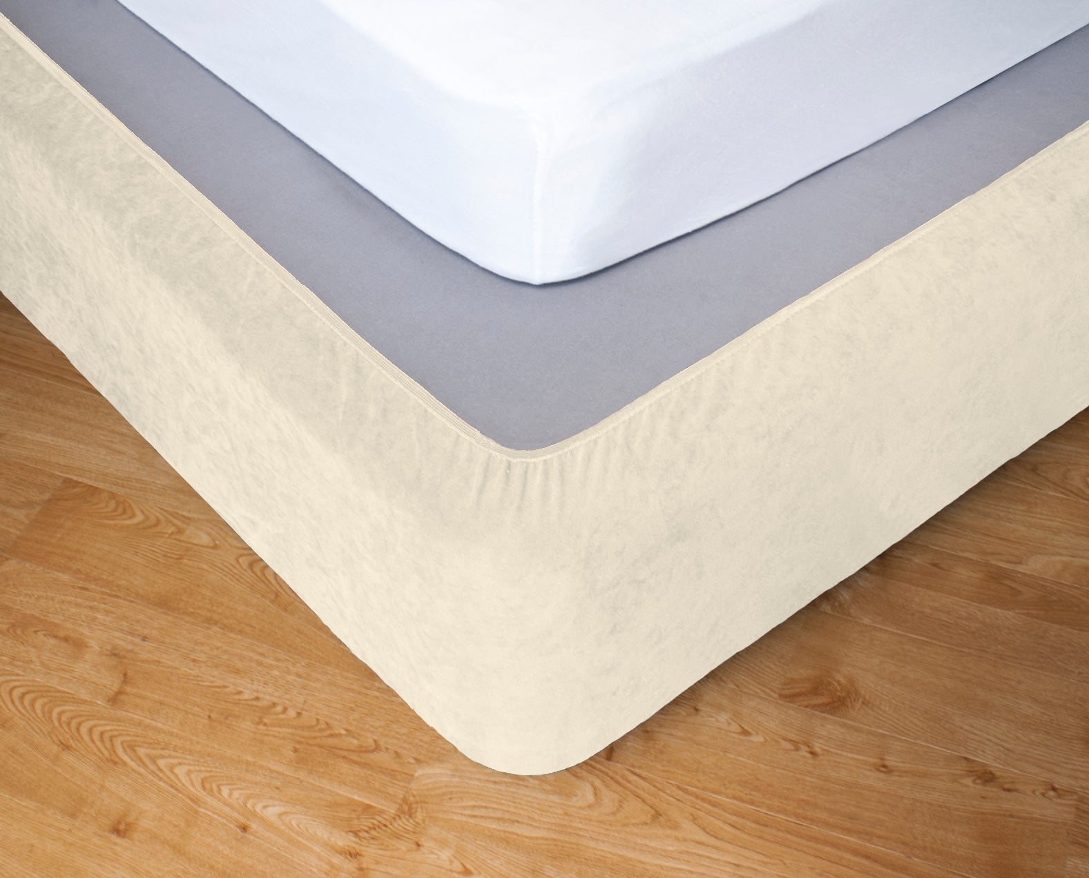 Stretch Valance Bed Skirt Ivory - Fitted Bed Skirt for Apartment Beds - Perfect for Dorm Rooms, Guest Rooms & Small Spaces