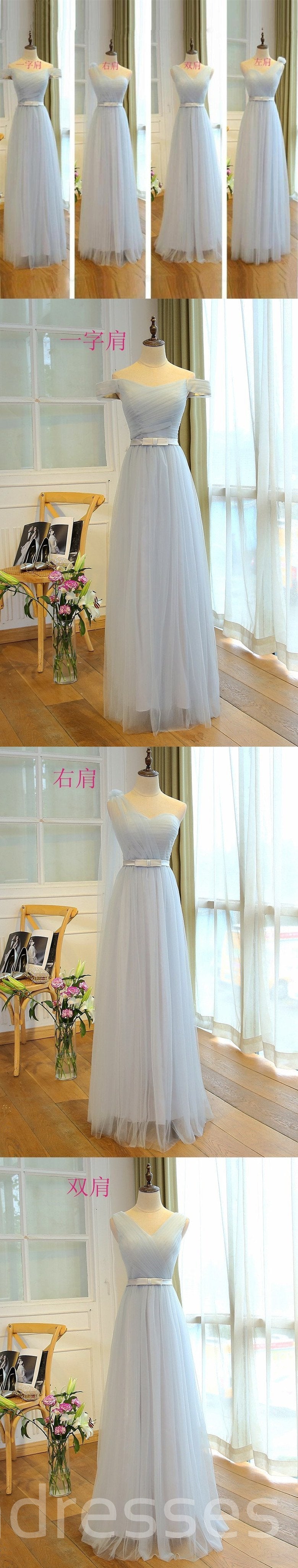 Light Blue Tulle Mismatched Bridesmaid Dresses - Elegant Long Formal Gowns for Wedding Party, BD007 | Perfect for Beach, Garden & Church Ceremonies