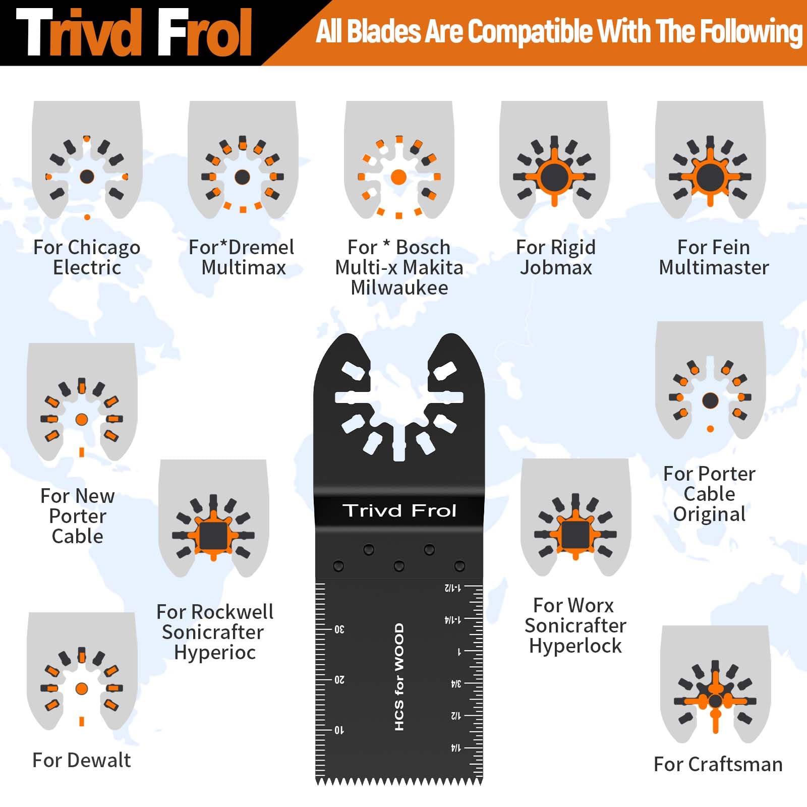 121-Piece Titanium Oscillating Saw Blades Kit - Multi-Tool Blades for Wood, Metal & Plastic Cutting - Compatible with Bosch, DeWalt, Ryobi, Milwaukee - Includes Sandpaper Attachments for Smooth Finishing - Perfect for DIY Projects, Home Renovations & Professional Construction Work