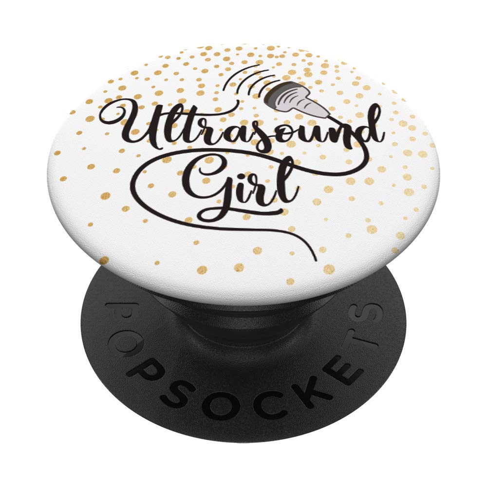 Ultrasound Girl Sonographer Design Gold Dots PopSockets - Phone & Tablet Grip Stand with Swappable Top - Perfect for Medical Professionals, Students & Healthcare Workers