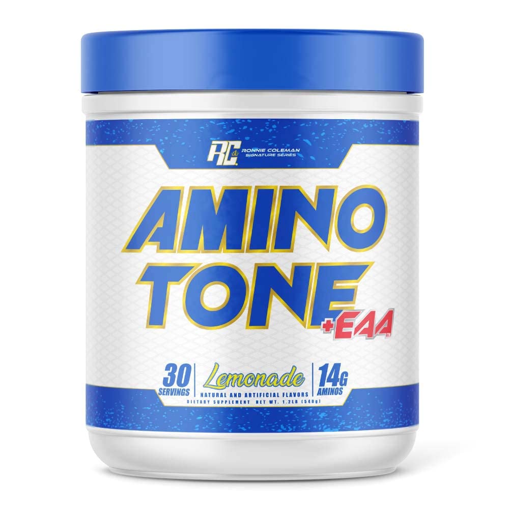 Ronnie Coleman Signature Series Amino-Tone EAAs Powder with BCAAs - Essential Amino Acids for Muscle Recovery & Hydration - Post Workout Supplement - Lemonade Flavor (30 Servings) - Ideal for Gym, Fitness & Athletic Performance