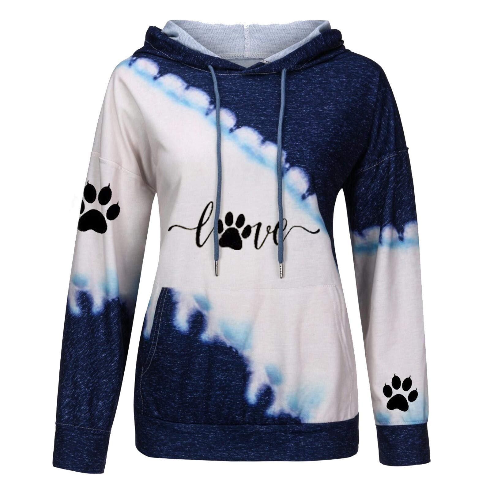 Women's Dog Mom Hoodie - Cute Dog Paw Print Long Sleeve Pullover Sweatshirt Gift for Dog Lovers, Pet Owners & Teen Girls | Cozy Casual Wear for Dog Walks, Pet Playdates & Everyday Outfits